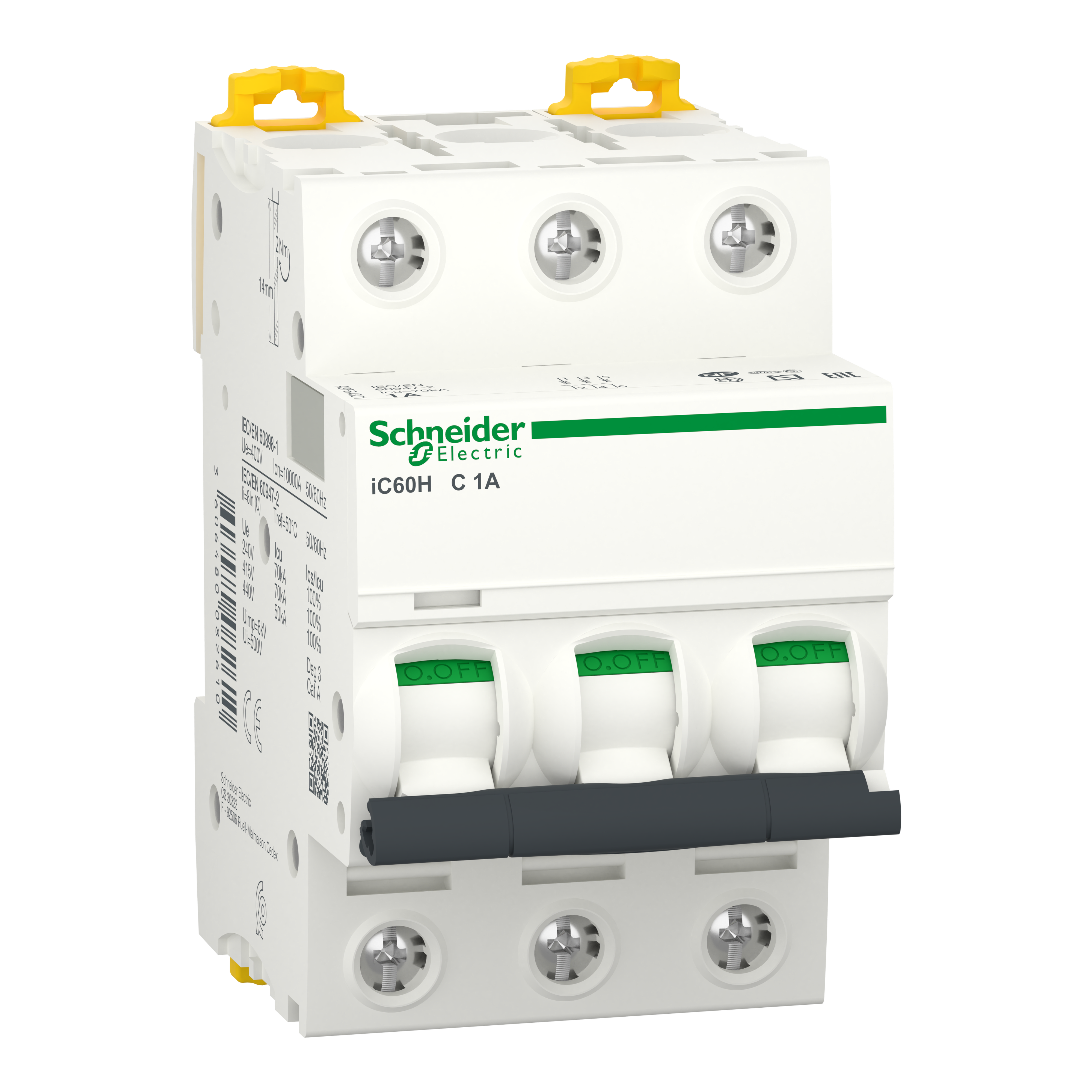SCHNEIDER ELECTRIC - Interruttore magnetotermico iC60H 3P C 1A 10000A A9F84301