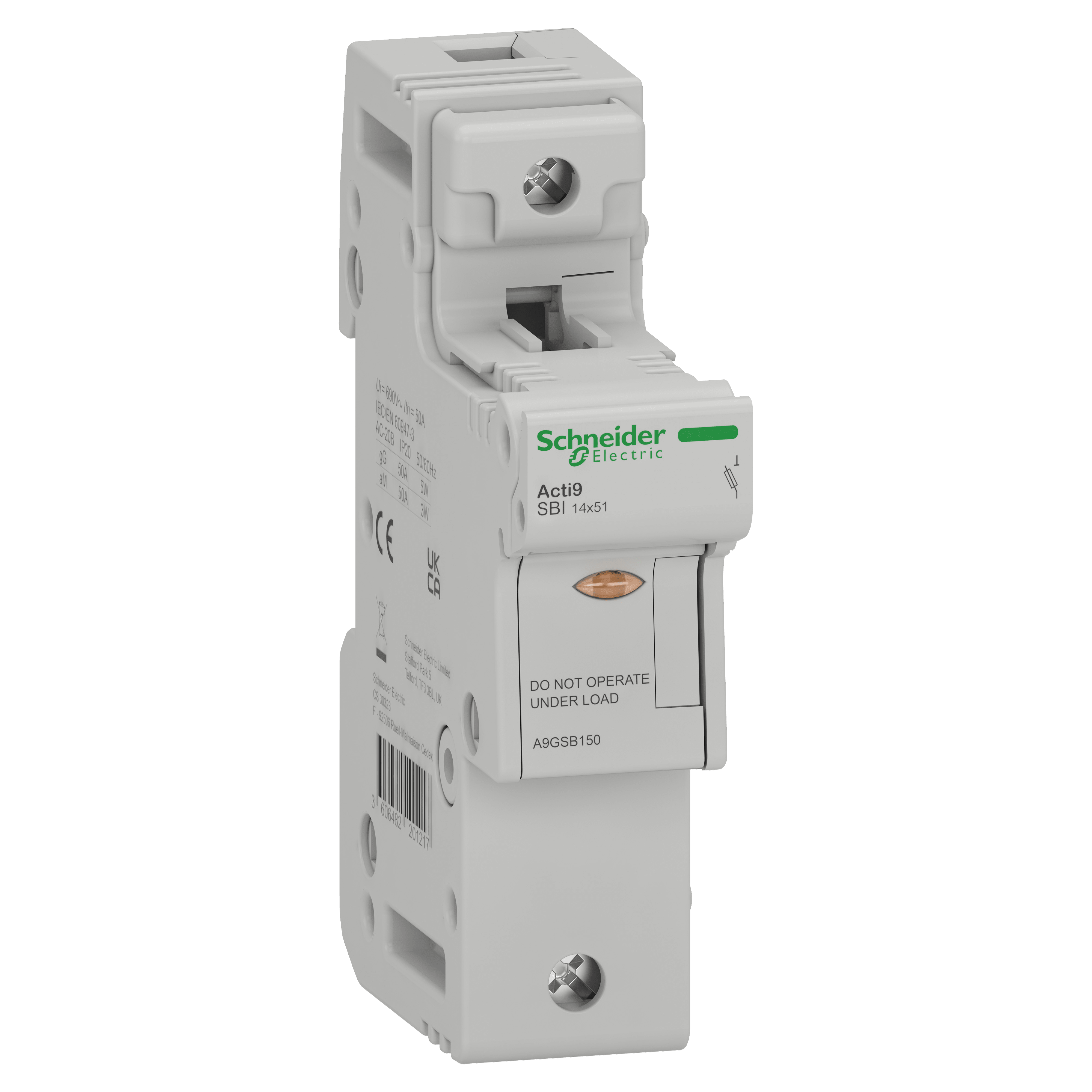 SCHNEIDER ELECTRIC - Sezionatore, Acti9 SBI, 1P, 50 A, per fusibile 14 x 51 mm