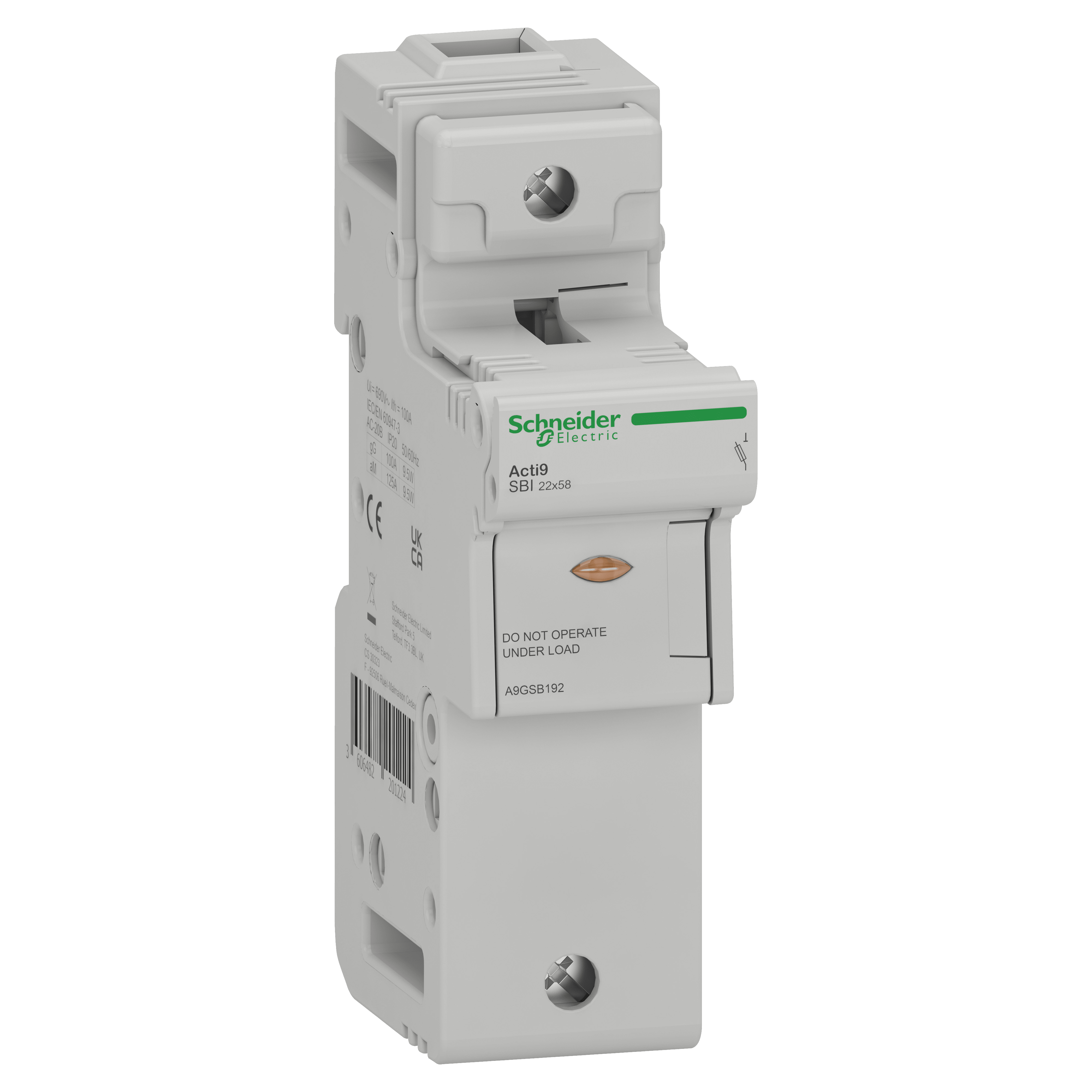 SCHNEIDER ELECTRIC - Sezionatore, Acti9 SBI, 1P, 125 A, per fusibile 22 x 58 mm