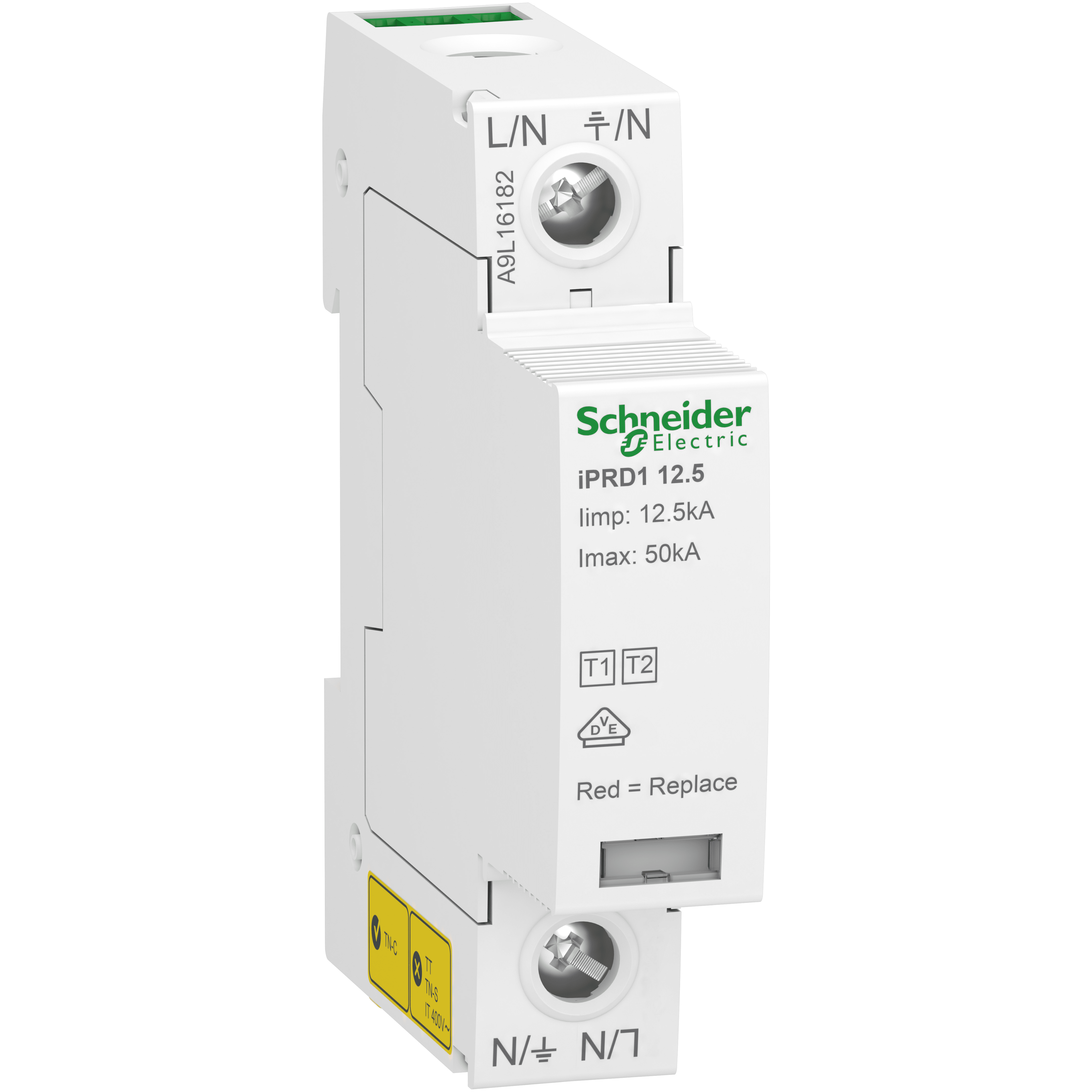SCHNEIDER ELECTRIC - SPD Acti9 iPRD1 12.5r , 1 P, 230 V, con segnalazione remota A9L16182