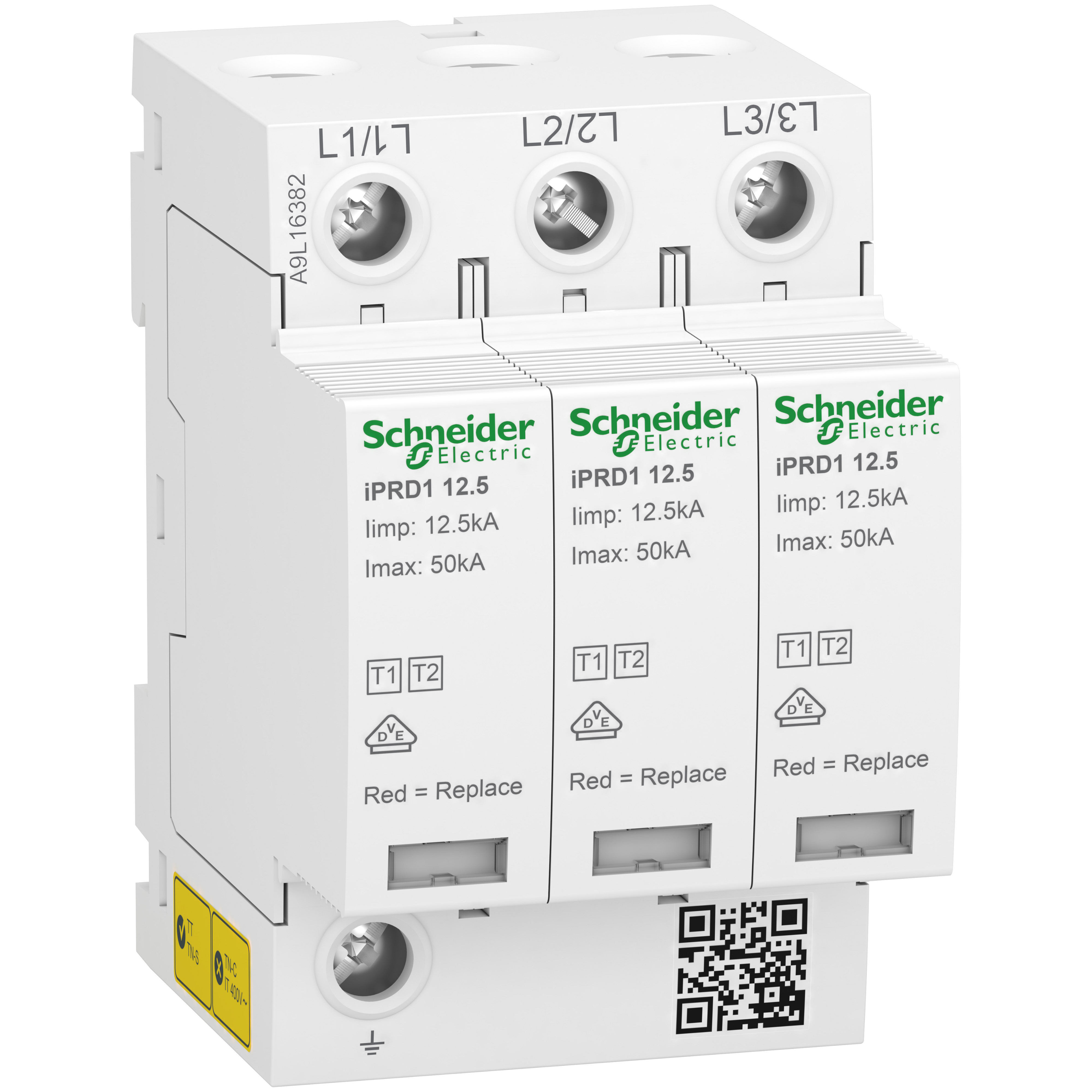 SCHNEIDER ELECTRIC - SPD Acti9 iPRD1 12.5, 3 P, 350 V, con segnalazione remota A9L16382