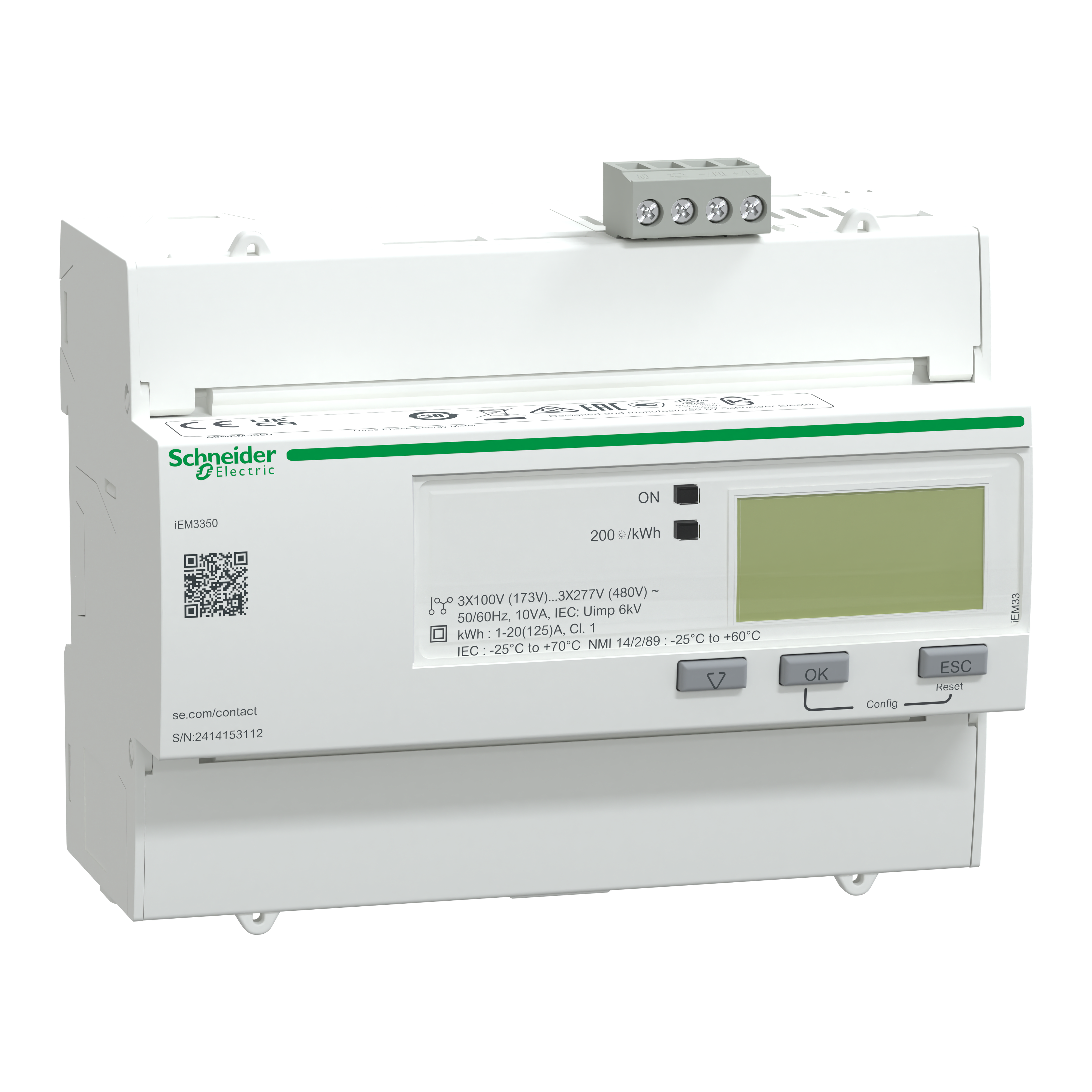 SCHNEIDER ELECTRIC - Contatore energia iEM3350 - 3P+N -inserzione diretta 125A - Modbus A9MEM3350
