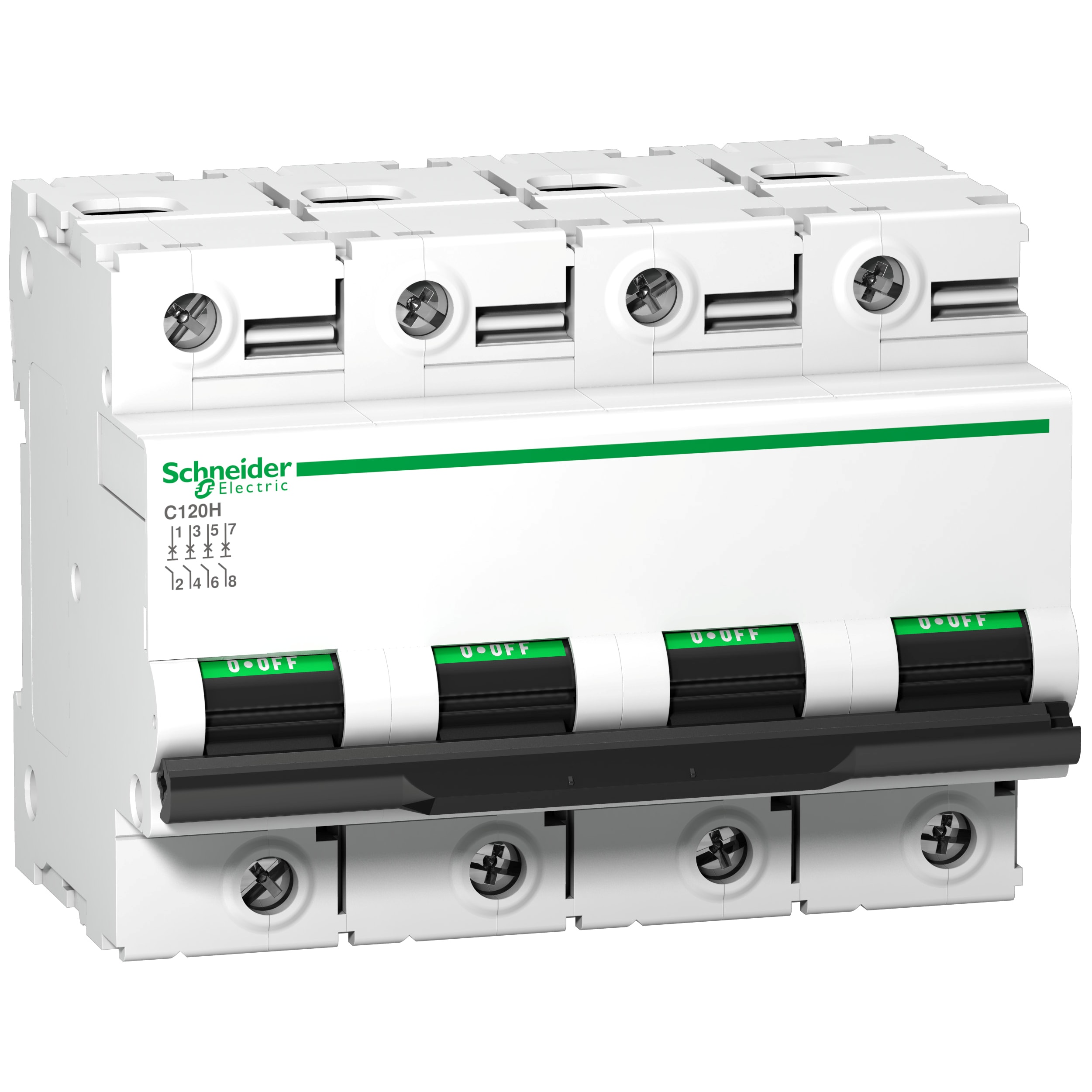 SCHNEIDER ELECTRIC - Interruttore magnetotermico (MCB), Acti9 C120H, 4P, 100A, curva C, 15000A (CEI EN 60898-1), 15kA (CEI EN 60947-2) A9N18480