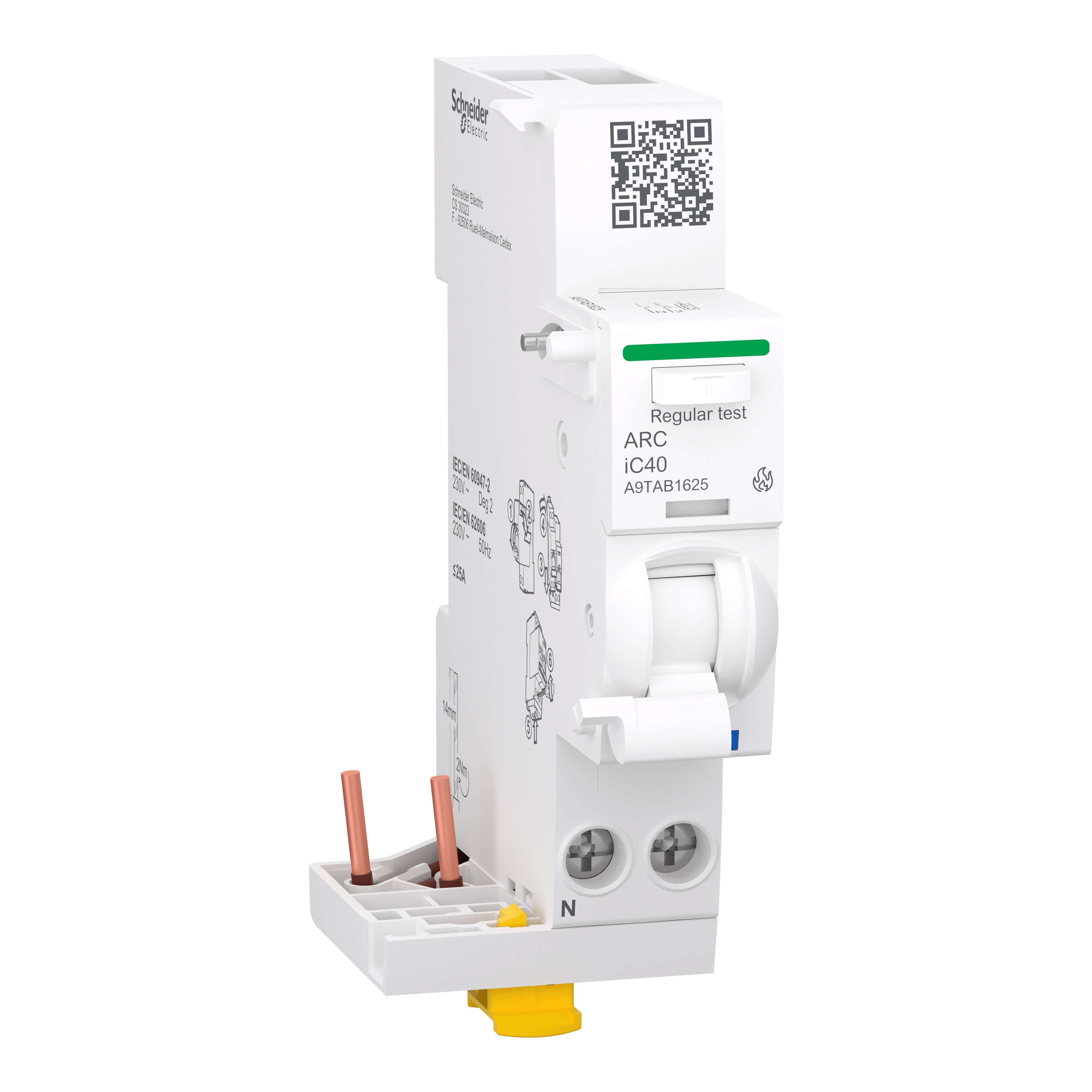 SCHNEIDER ELECTRIC - Blocco addizionale con protezione AFDD, Acti9 ARC iC40, 1P+N, 25A A9TAB1625