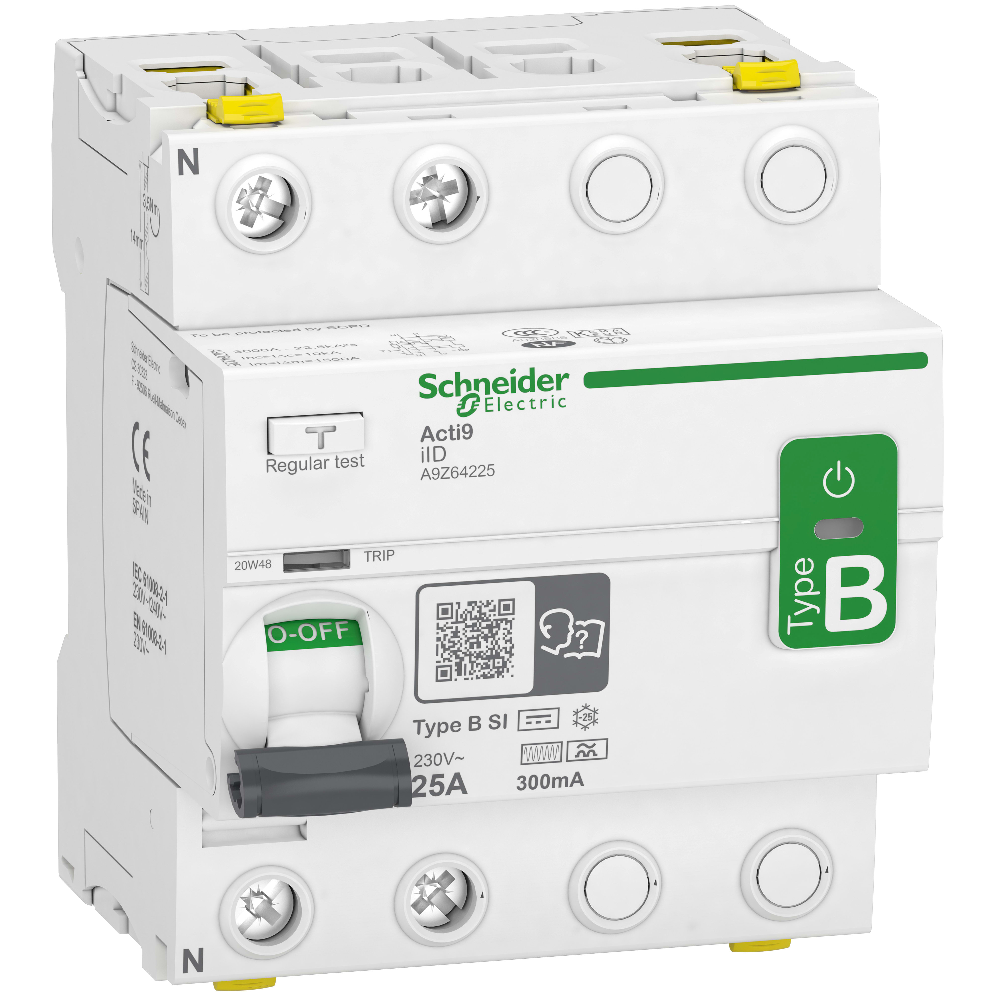 SCHNEIDER ELECTRIC - Interruttore differenziale iID B-SI 2P 25A 300mA A9Z64225