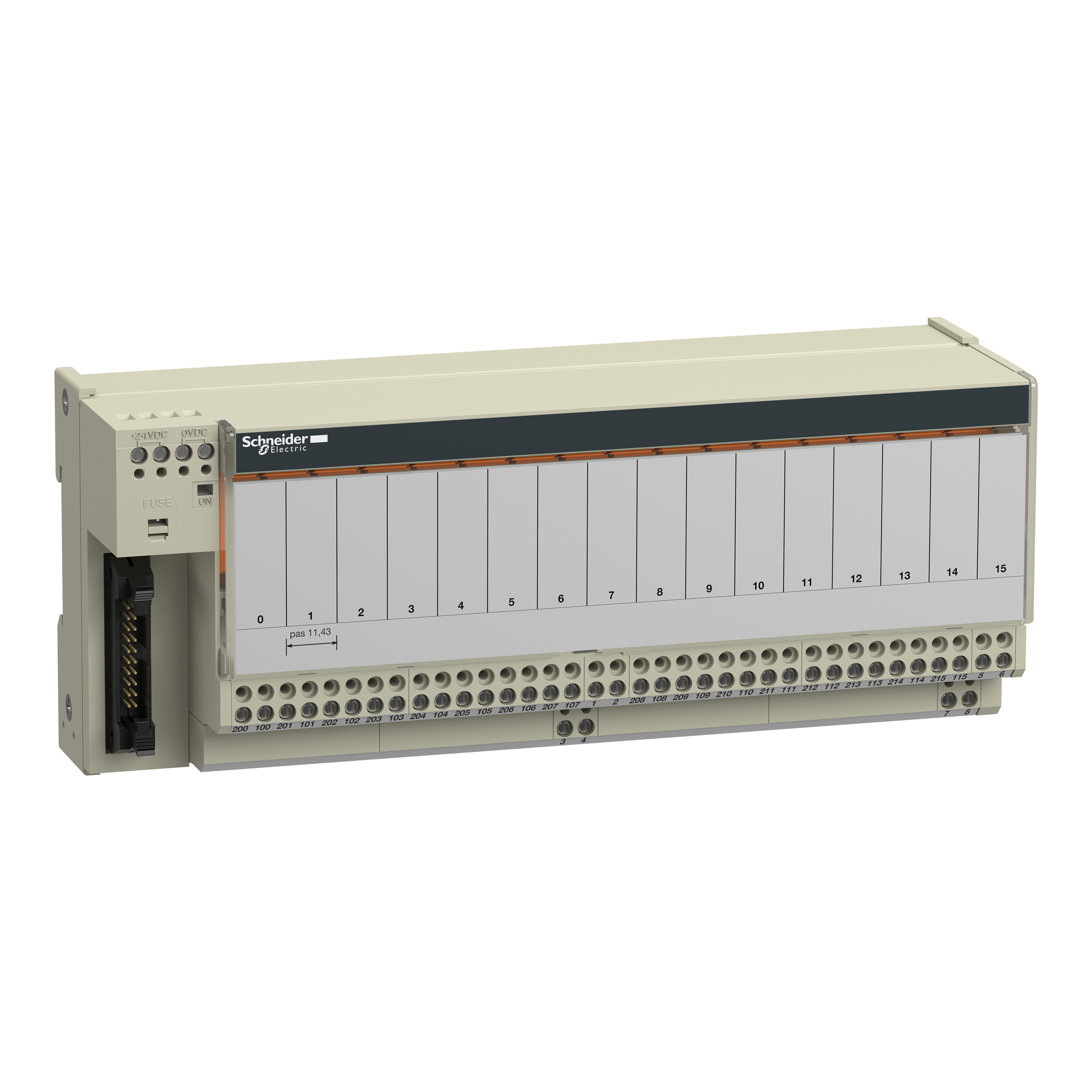 SCHNEIDER ELECTRIC - Sottobase - Relè elettromeccanici saldati ABE7 - 16 canali - Relè 10 mm ABE7R16T210