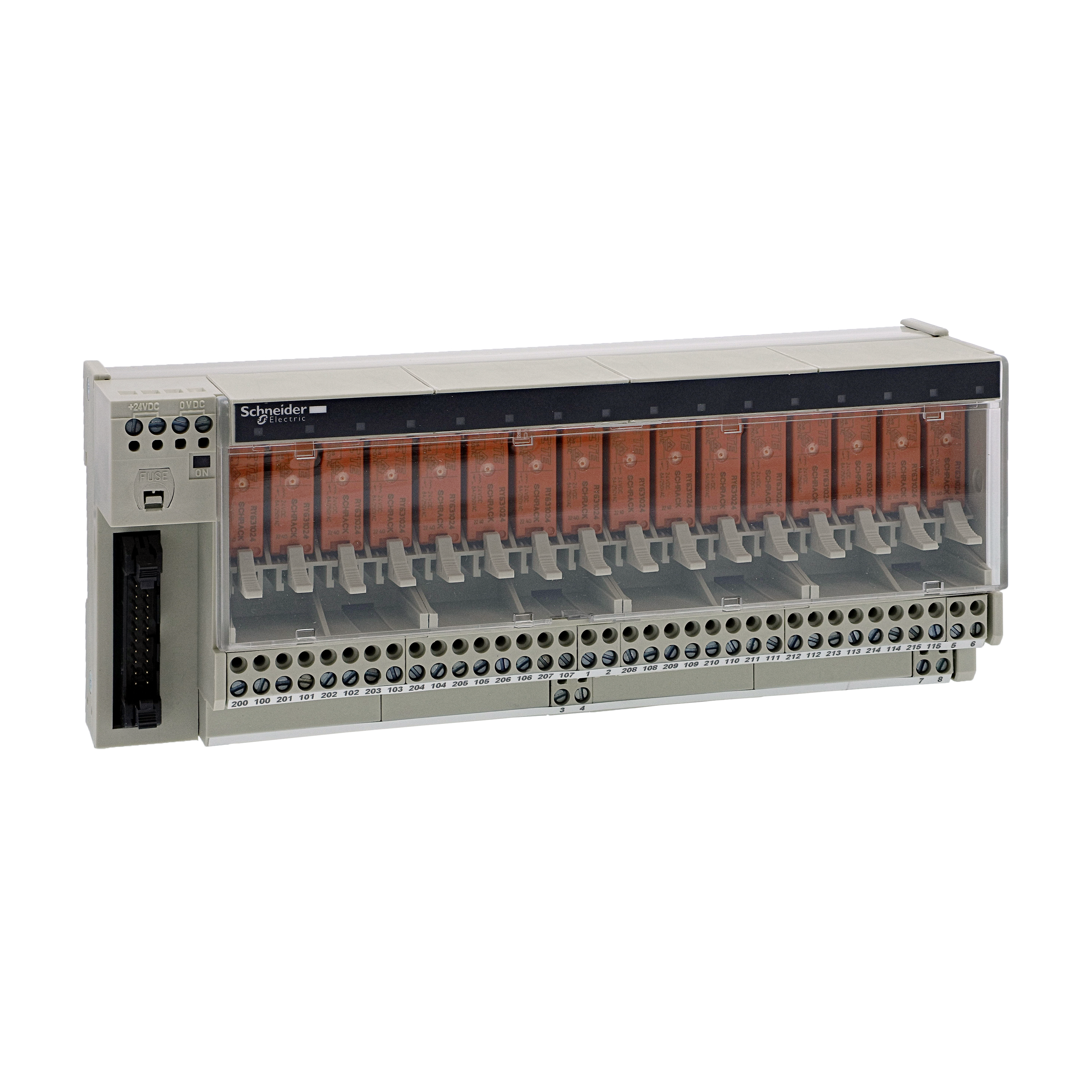 SCHNEIDER ELECTRIC - Sottobase - Relè elettromeccanici saldati ABE7 - 16 canali - Relè 10 mm