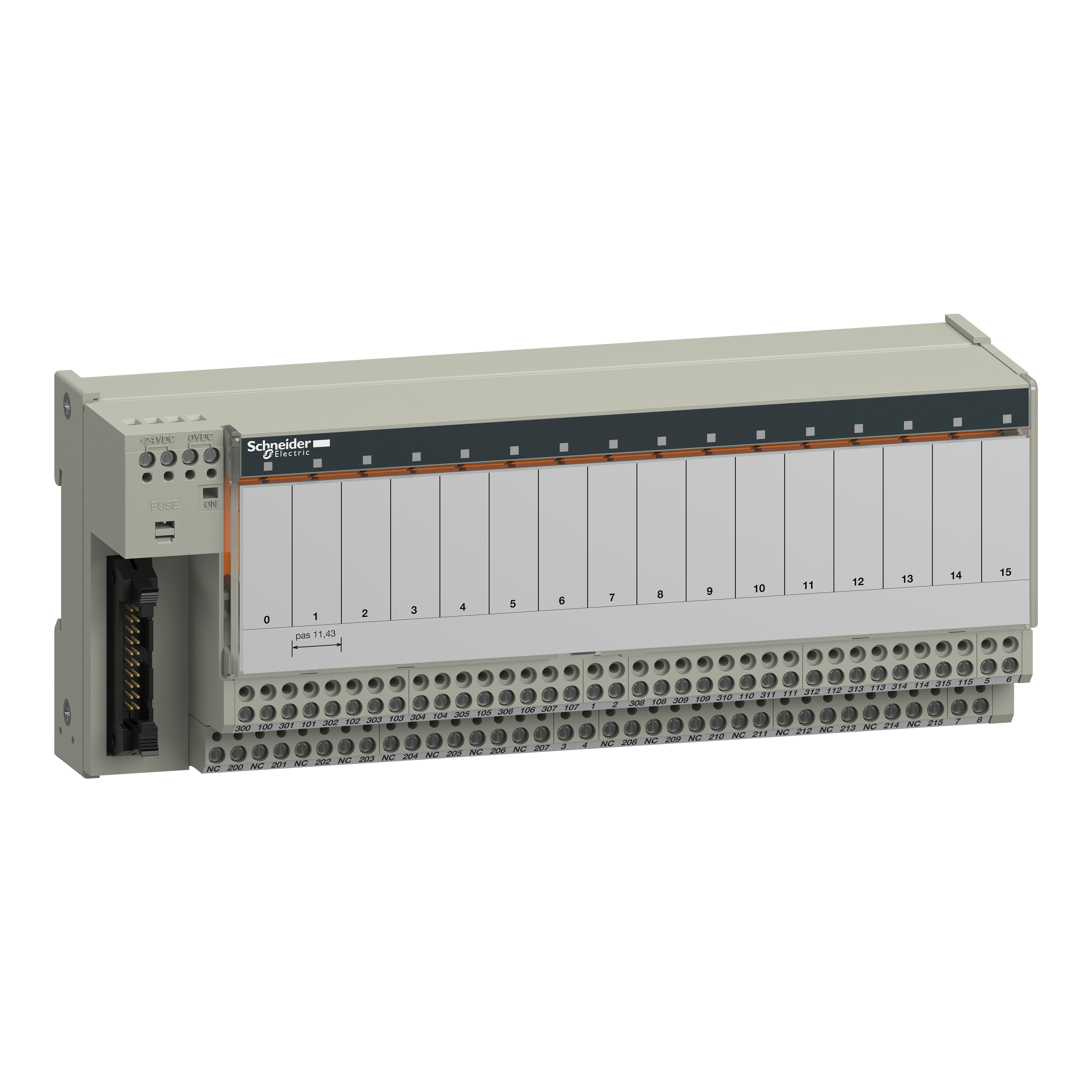 SCHNEIDER ELECTRIC - Sottobase - Relè elettromeccanici saldati ABE7 - 16 canali - Relè 10 mm ABE7R16T230