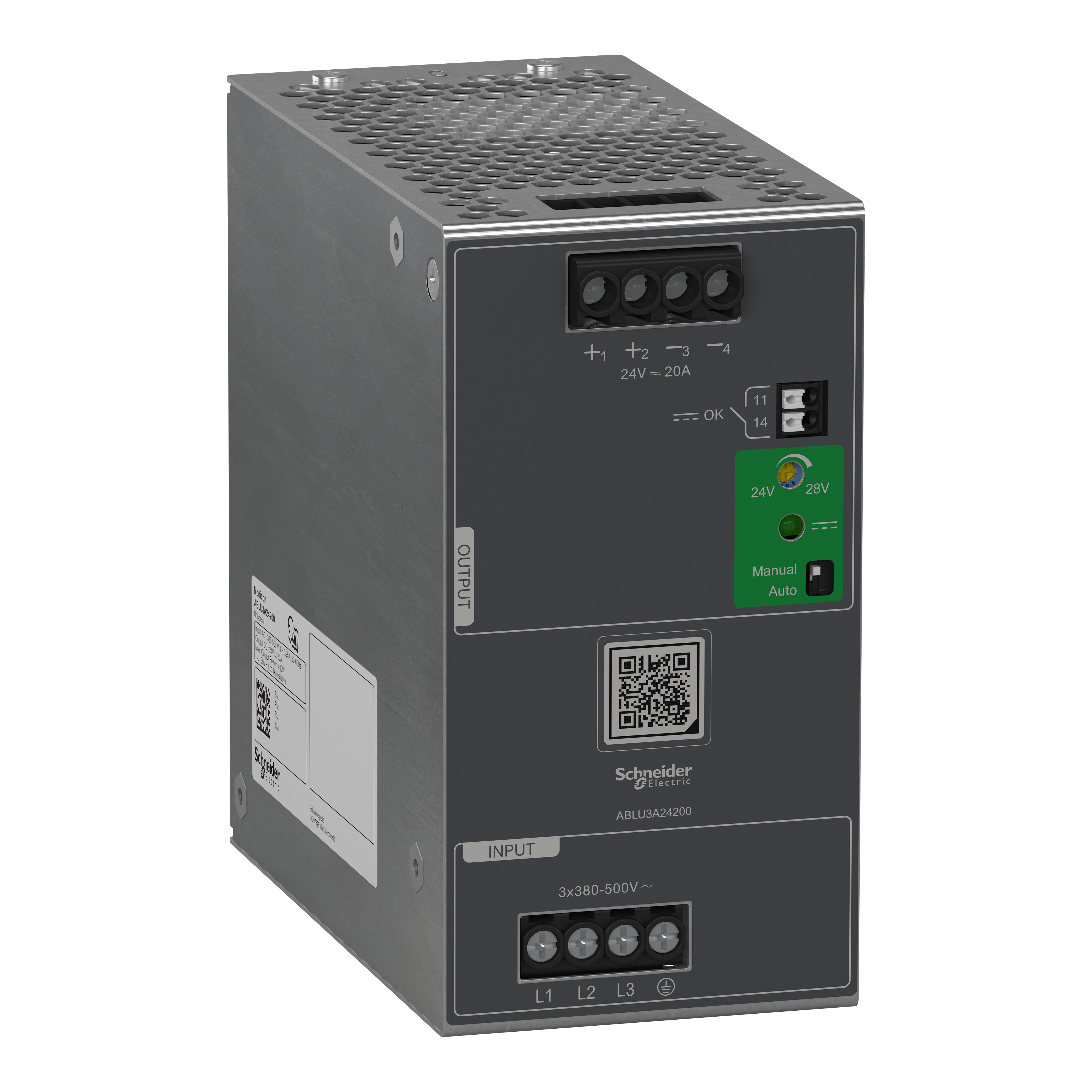 SCHNEIDER ELECTRIC - Alimentatore con commutazione regolata, 380...500V AC, 24V, 20A, Trifase, Universale ABLU3A24200