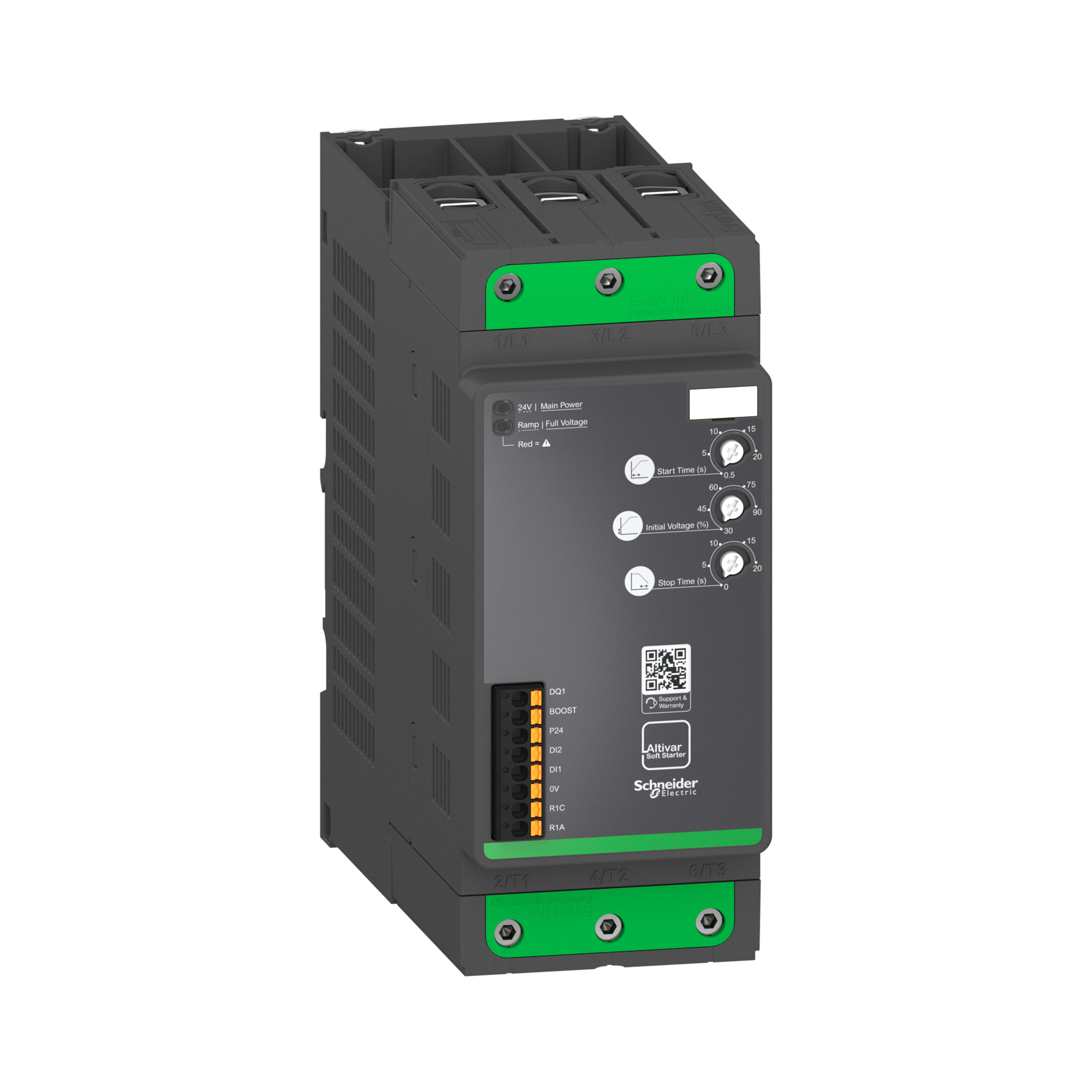 SCHNEIDER ELECTRIC - Avviatore statico Altivar ATS130, 80A, da 200 a 480V CA, alimentazione di controllo 24V CC ATS130N2D80LT