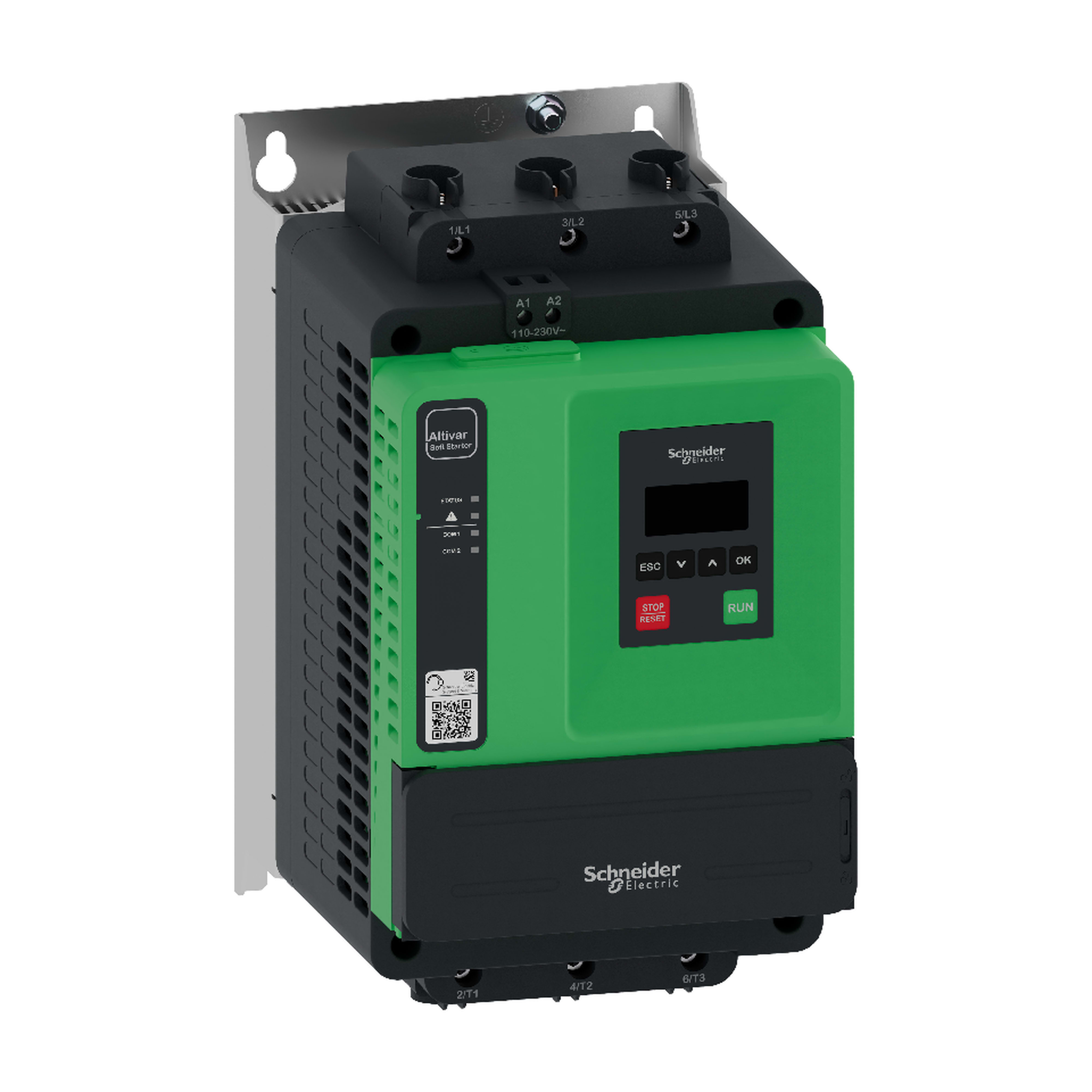 SCHNEIDER ELECTRIC - Avviatore statico Altivar ATS430, 110A, da 208 a 600V CA, alimentazione di controllo da 110 a 230V CA ATS430C11S6