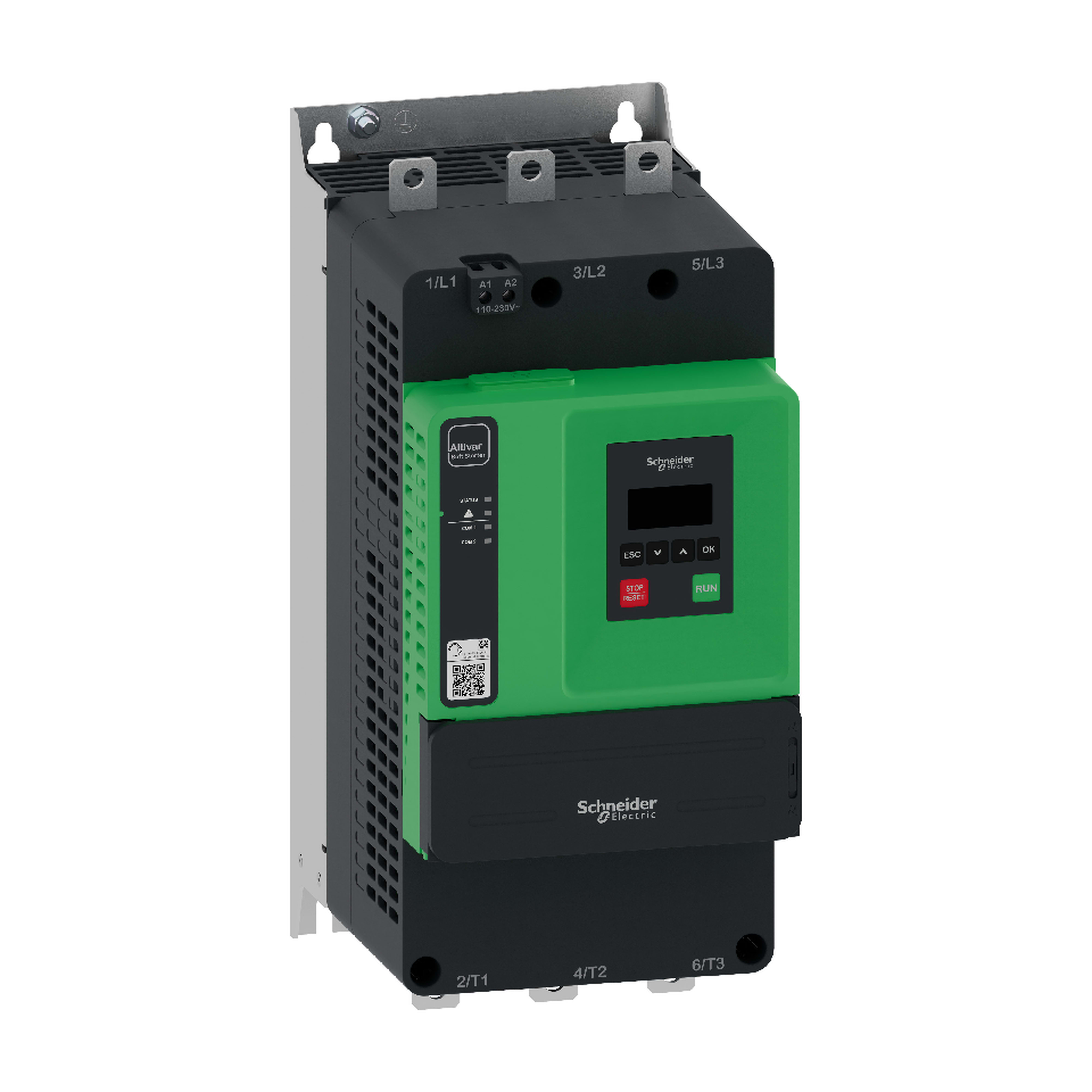 SCHNEIDER ELECTRIC - Avviatore statico Altivar ATS430, 170A, da 208 a 600V CA, alimentazione di controllo da 110 a 230V CA ATS430C17S6