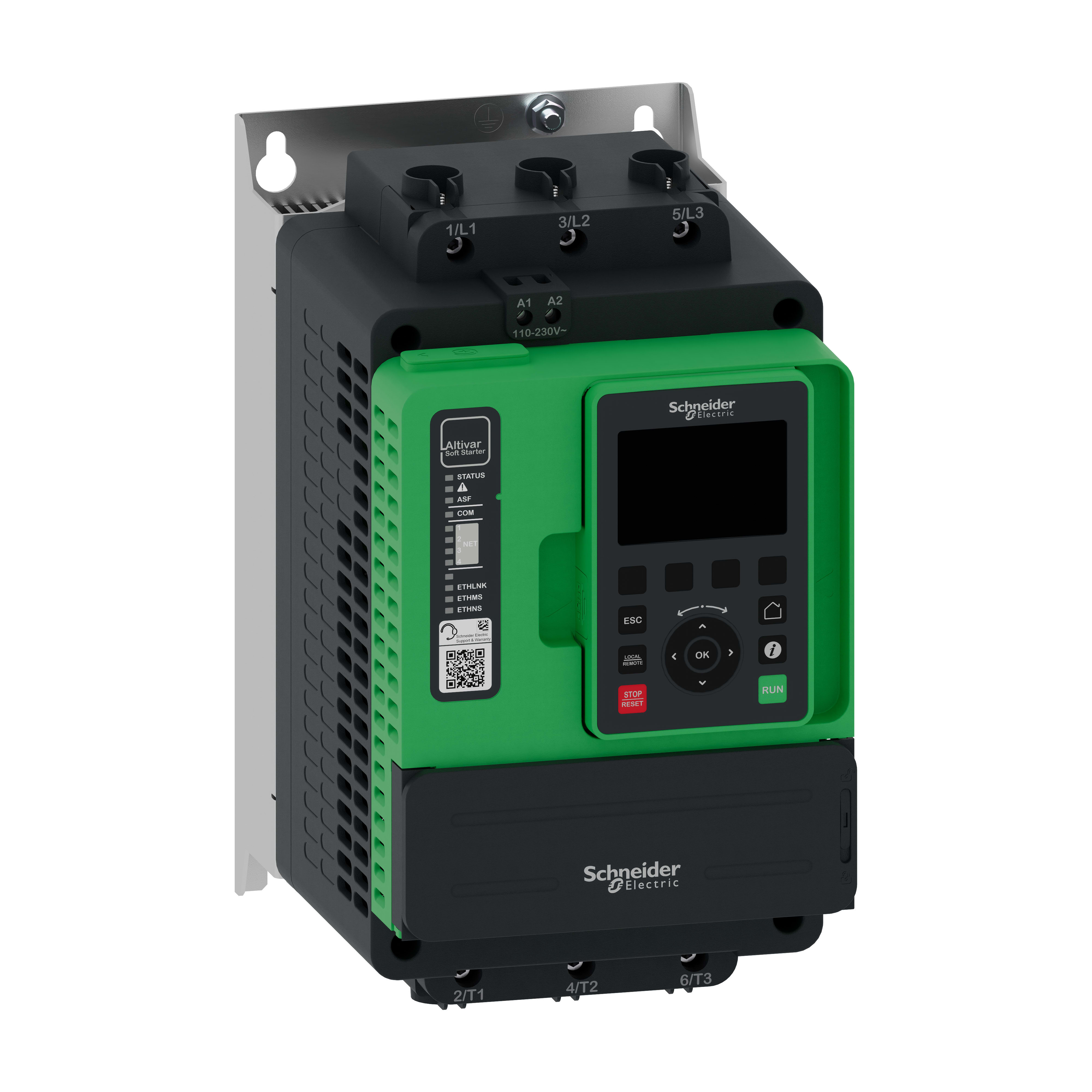 SCHNEIDER ELECTRIC - Avviatore statico Altivar ATS490, 110A, da 208 a 690V CA, alimentazione di controllo da 110 a 230V CA