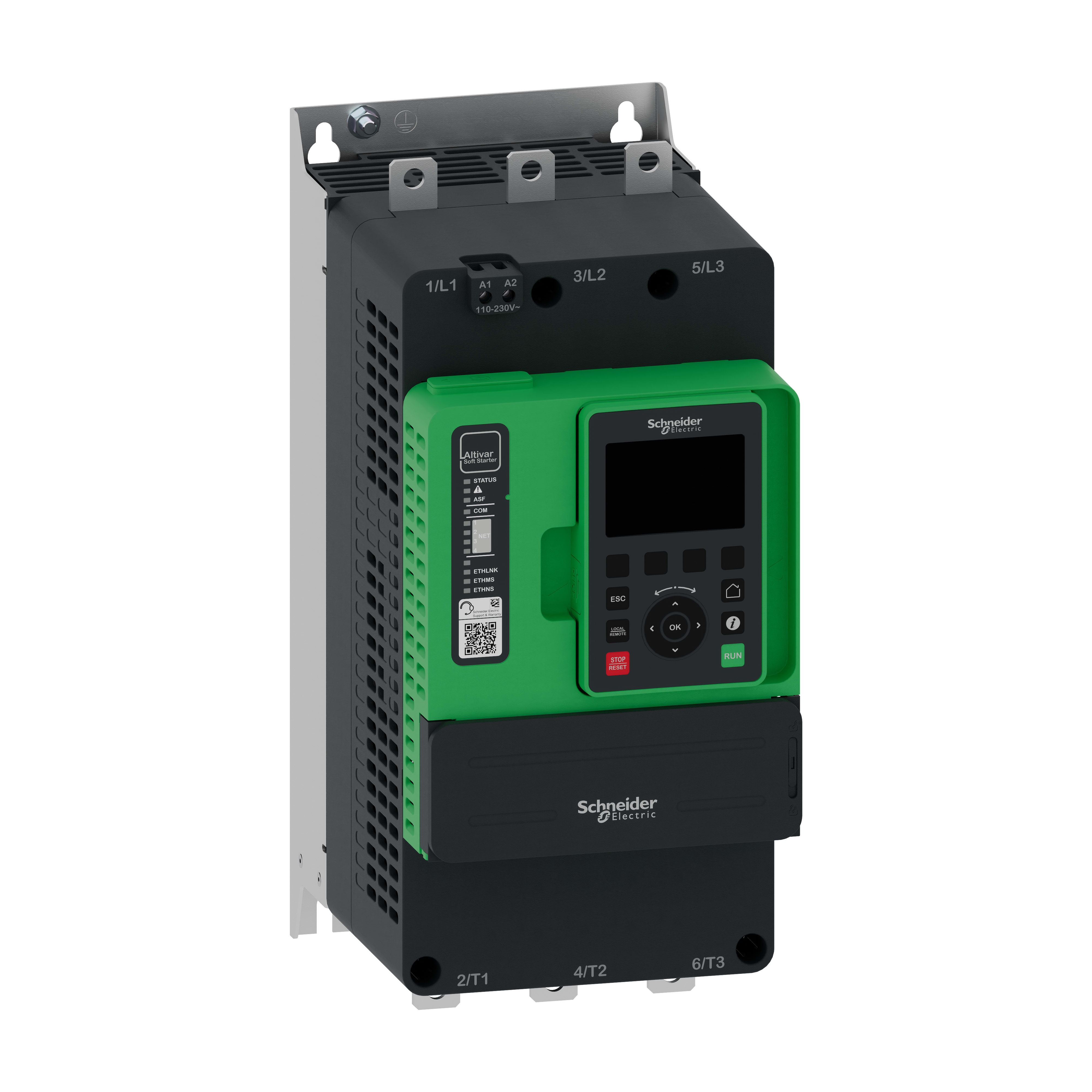 SCHNEIDER ELECTRIC - Avviatore statico Altivar ATS490, 170A, da 208 a 690V CA, alimentazione di controllo da 110 a 230V CA