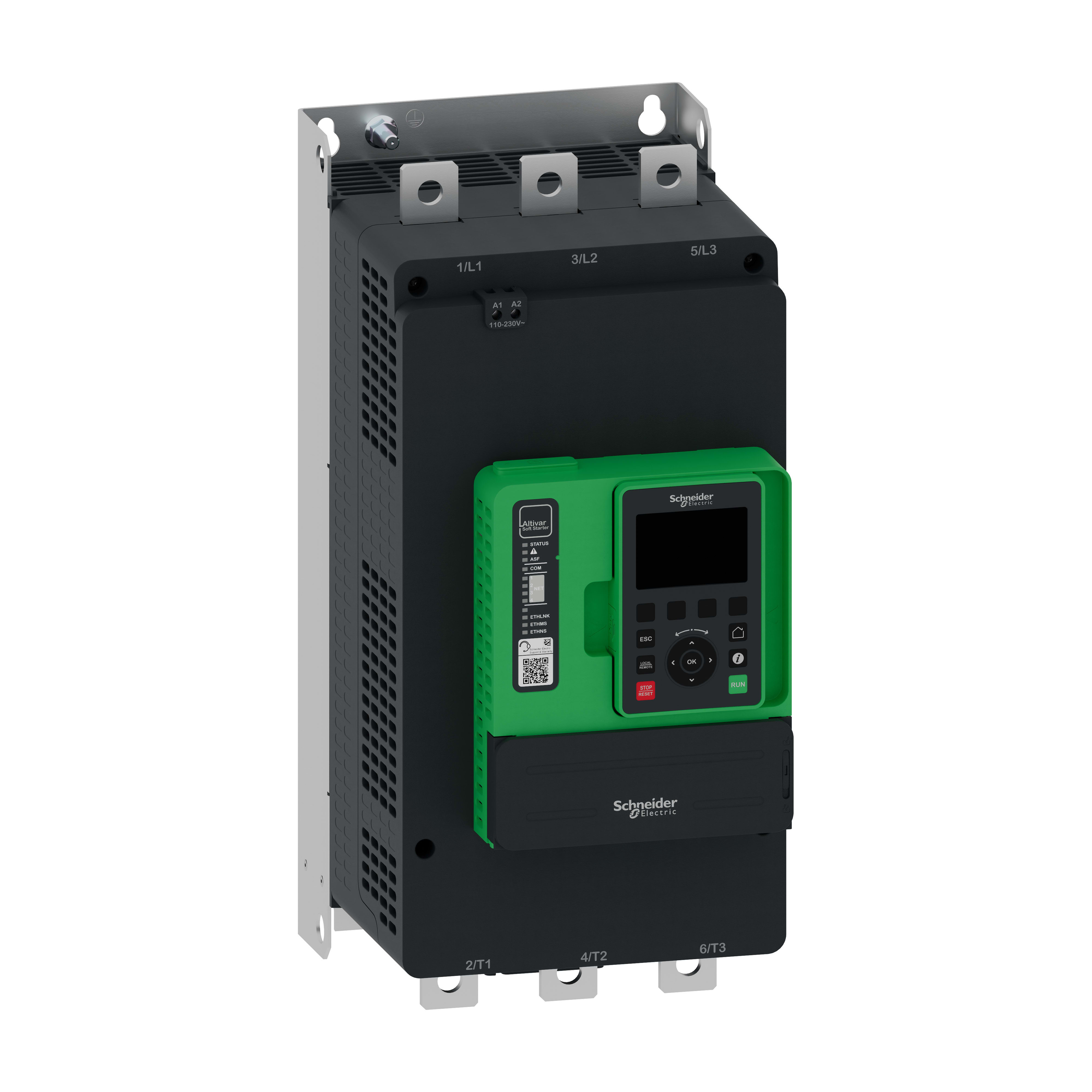 SCHNEIDER ELECTRIC - Avviatore statico Altivar ATS490, 320A, da 208 a 690V CA, alimentazione di controllo da 110 a 230V CA