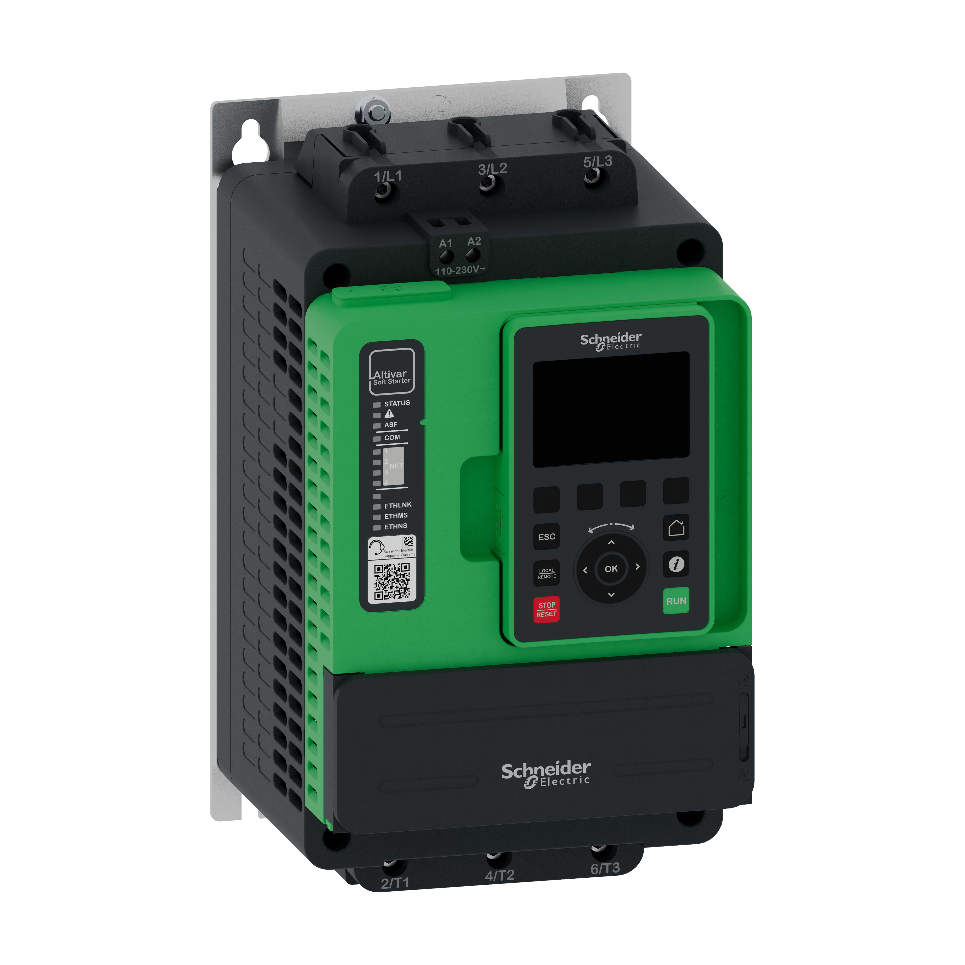 SCHNEIDER ELECTRIC - Avviatore statico Altivar ATS490, 17A, da 208 a 690V CA, alimentazione di controllo da 110 a 230V CA