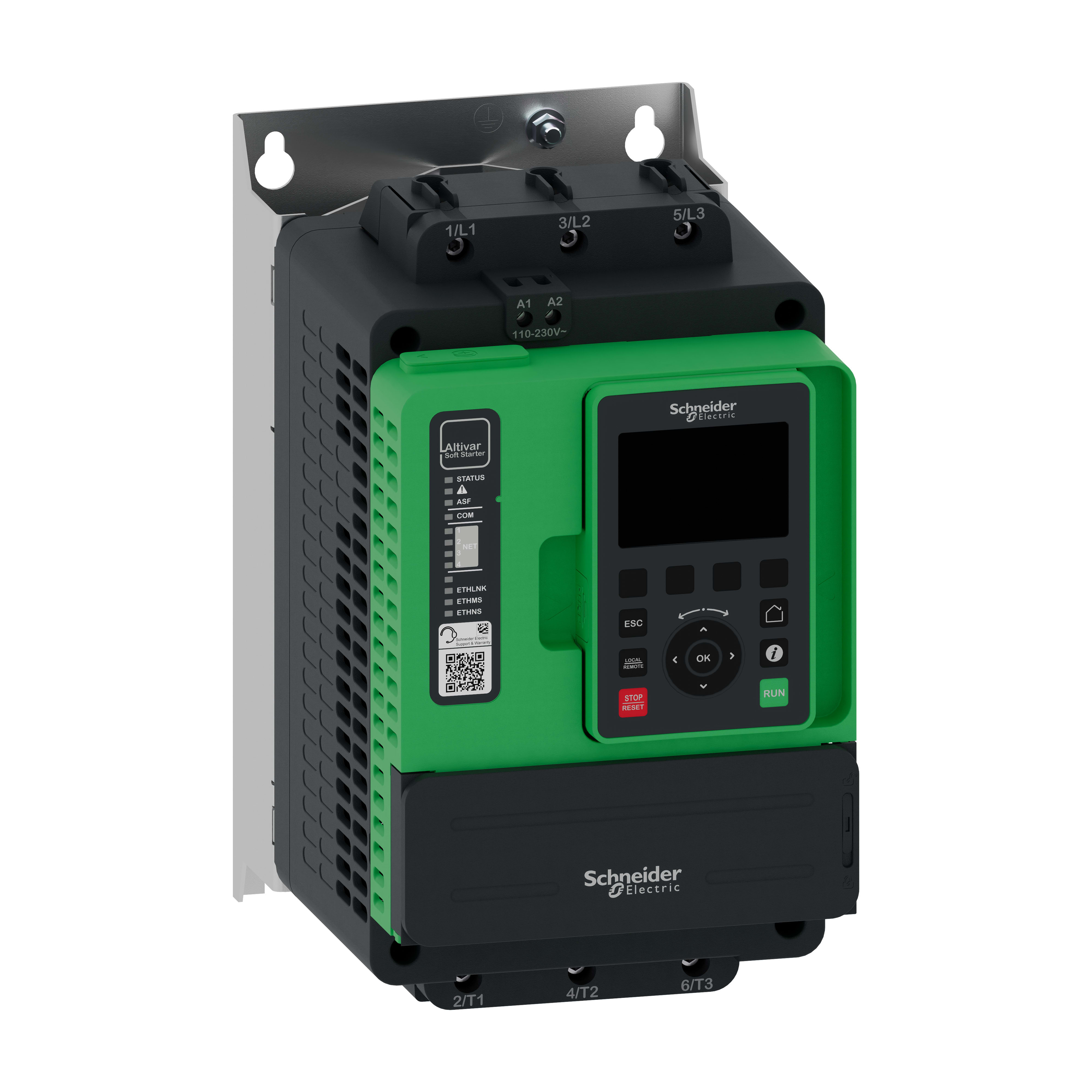 SCHNEIDER ELECTRIC - Avviatore statico Altivar ATS490, 32A, da 208 a 690V CA, alimentazione di controllo da 110 a 230V CA