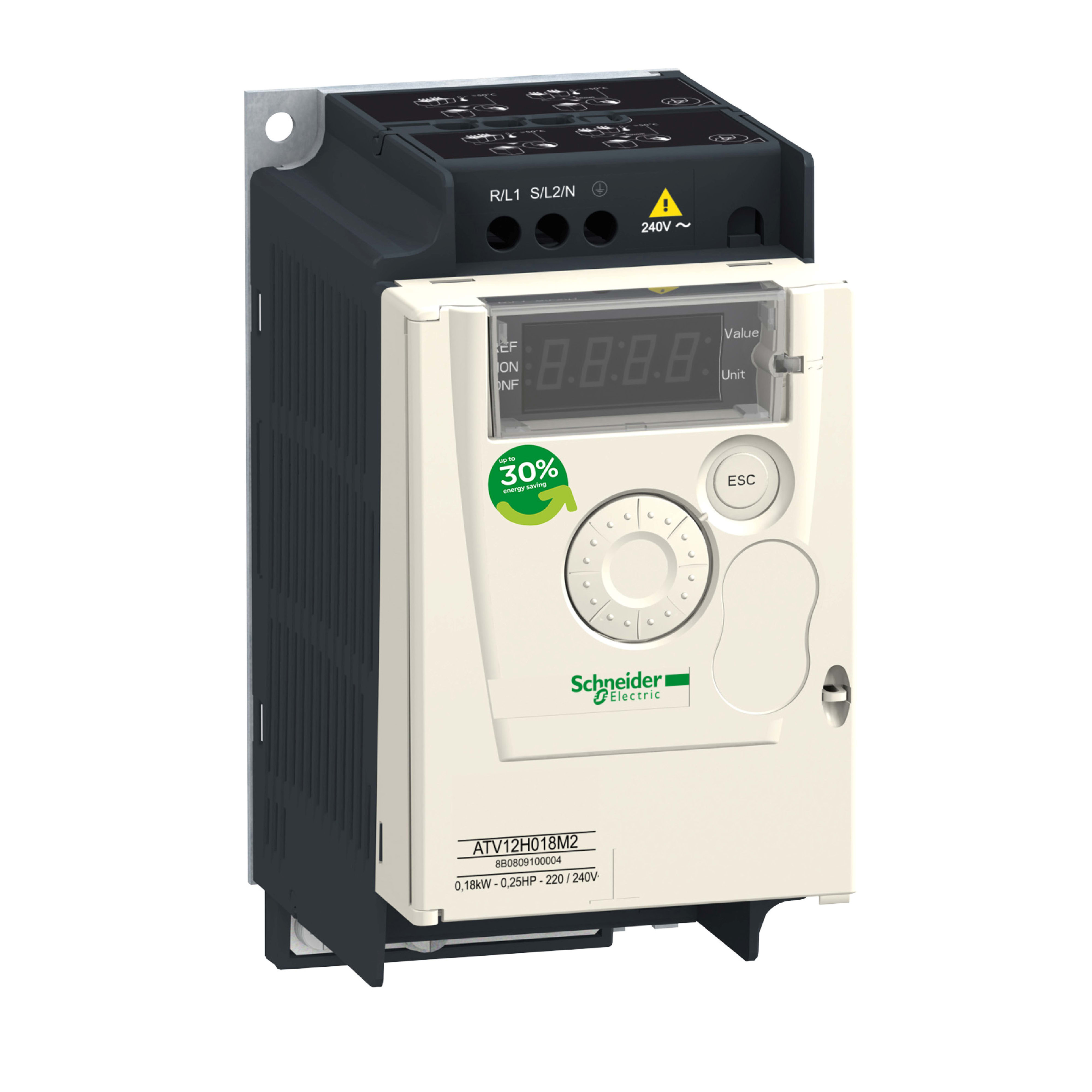 SCHNEIDER ELECTRIC - Variatore di velocità Altivar Machine ATV12 IP20 - 0,37kW - 240V - trifase con dissipatore temico ATV12H037M3