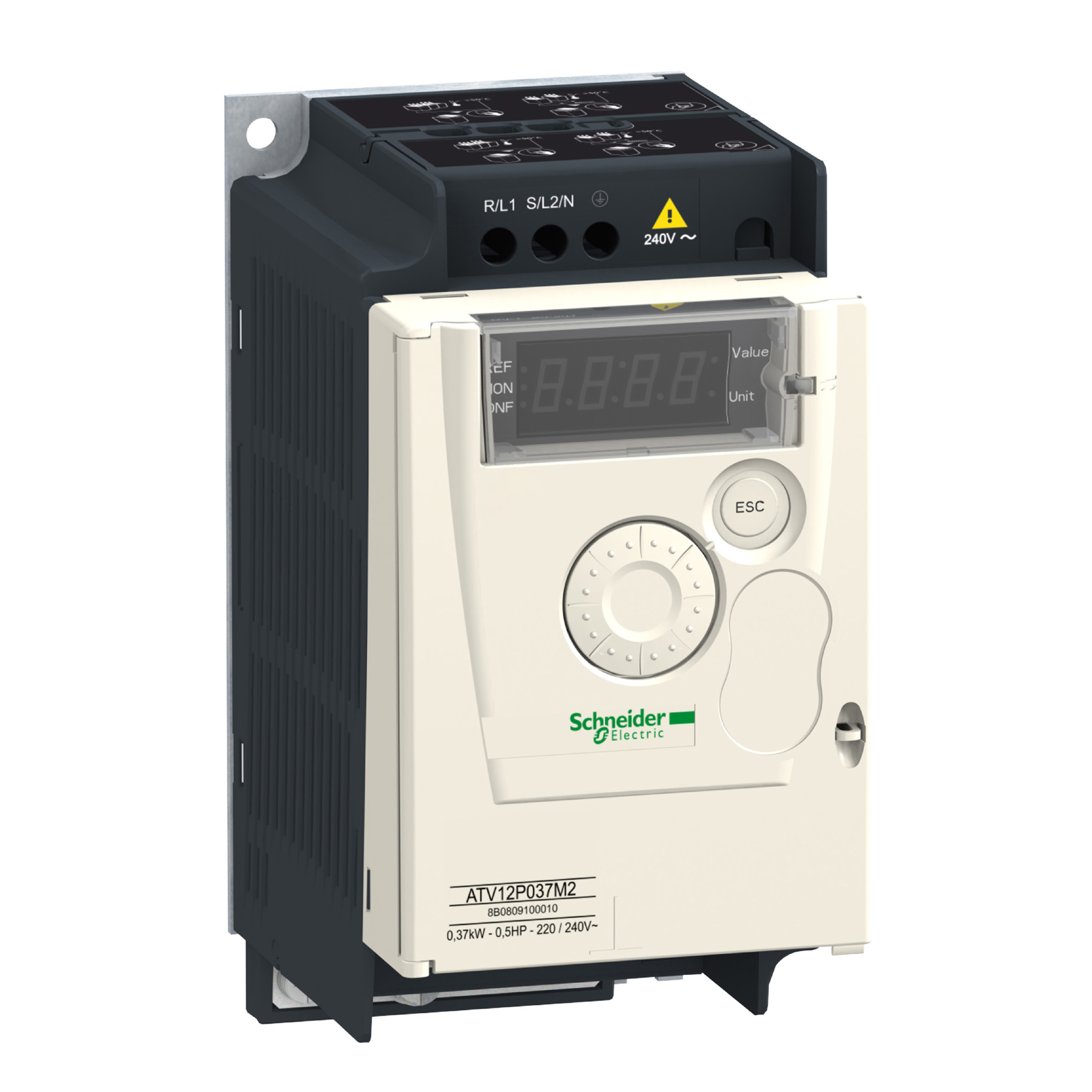 SCHNEIDER ELECTRIC - Variatore di velocità ATV12 - 0,37 kW - 0,55 HP - 200-240 V - 3ph - piastra base ATV12P037M3