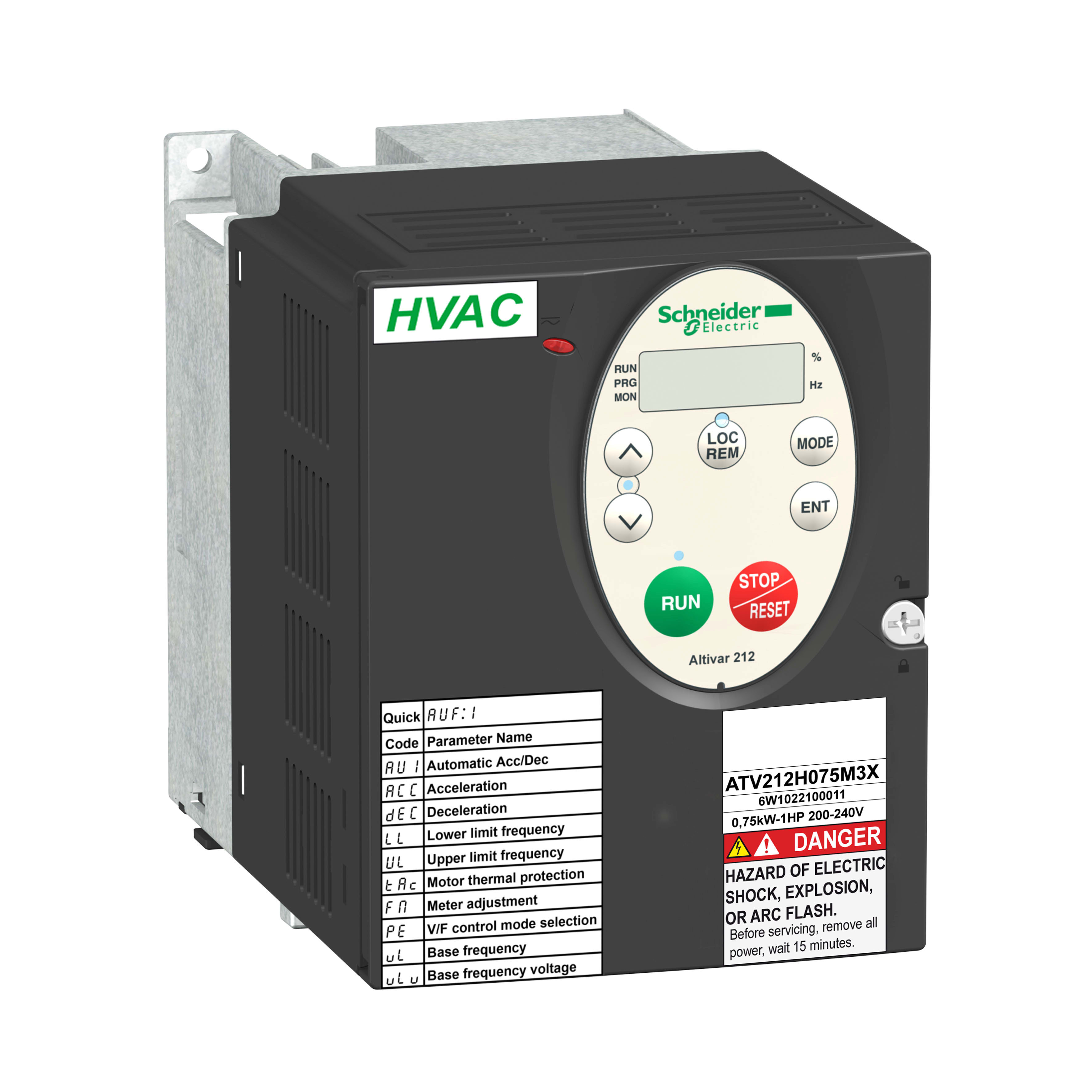 SCHNEIDER ELECTRIC - Variatore di velocità ATV212 - 0,75 kW - 1 HP - 480 V - trifase - EMC - IP21 ATV212H075N4
