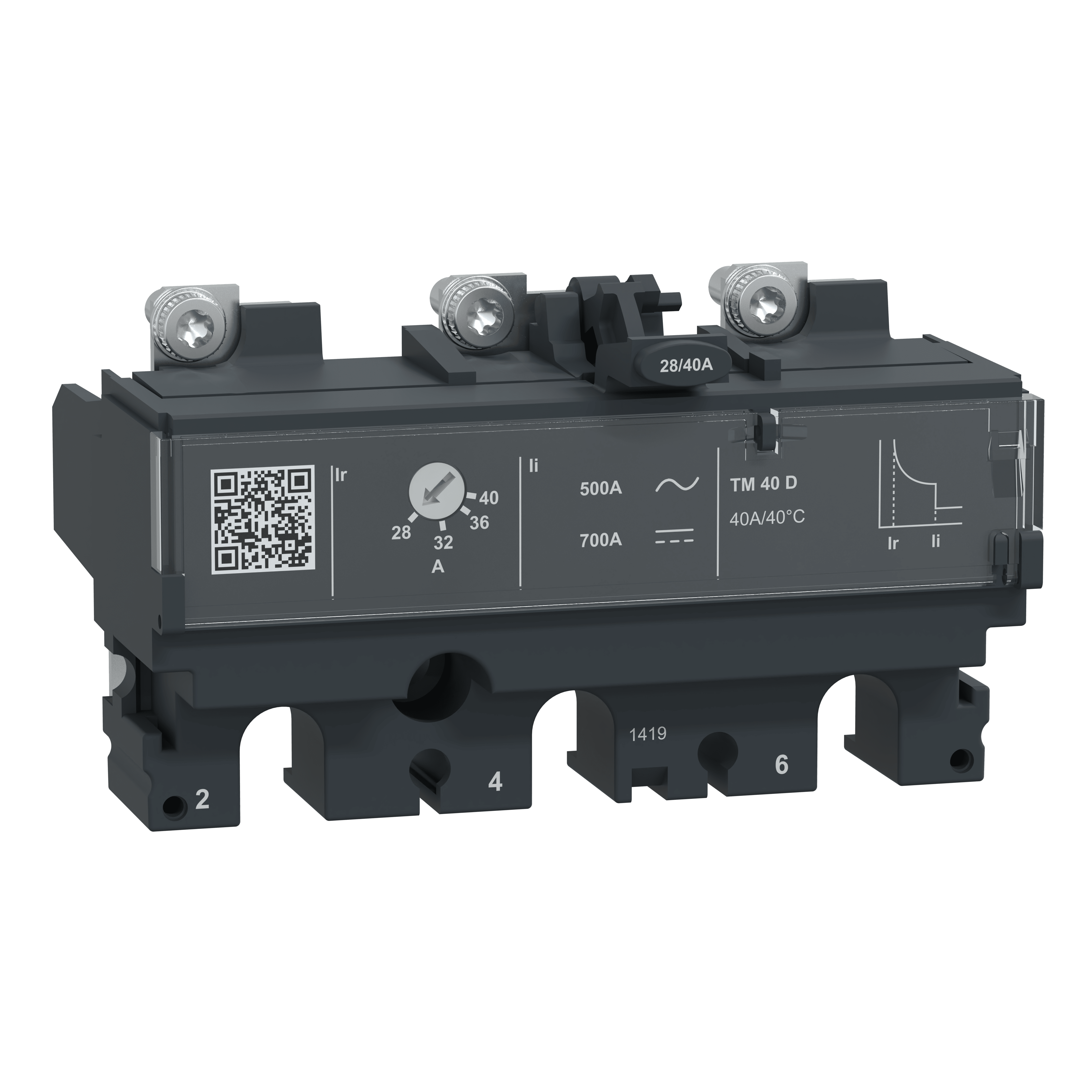 SCHNEIDER ELECTRIC - Sganciatore TM40D, ComPacT NSX100/160, 3 poli, protezioni magnetotermiche, valore nominale 40A