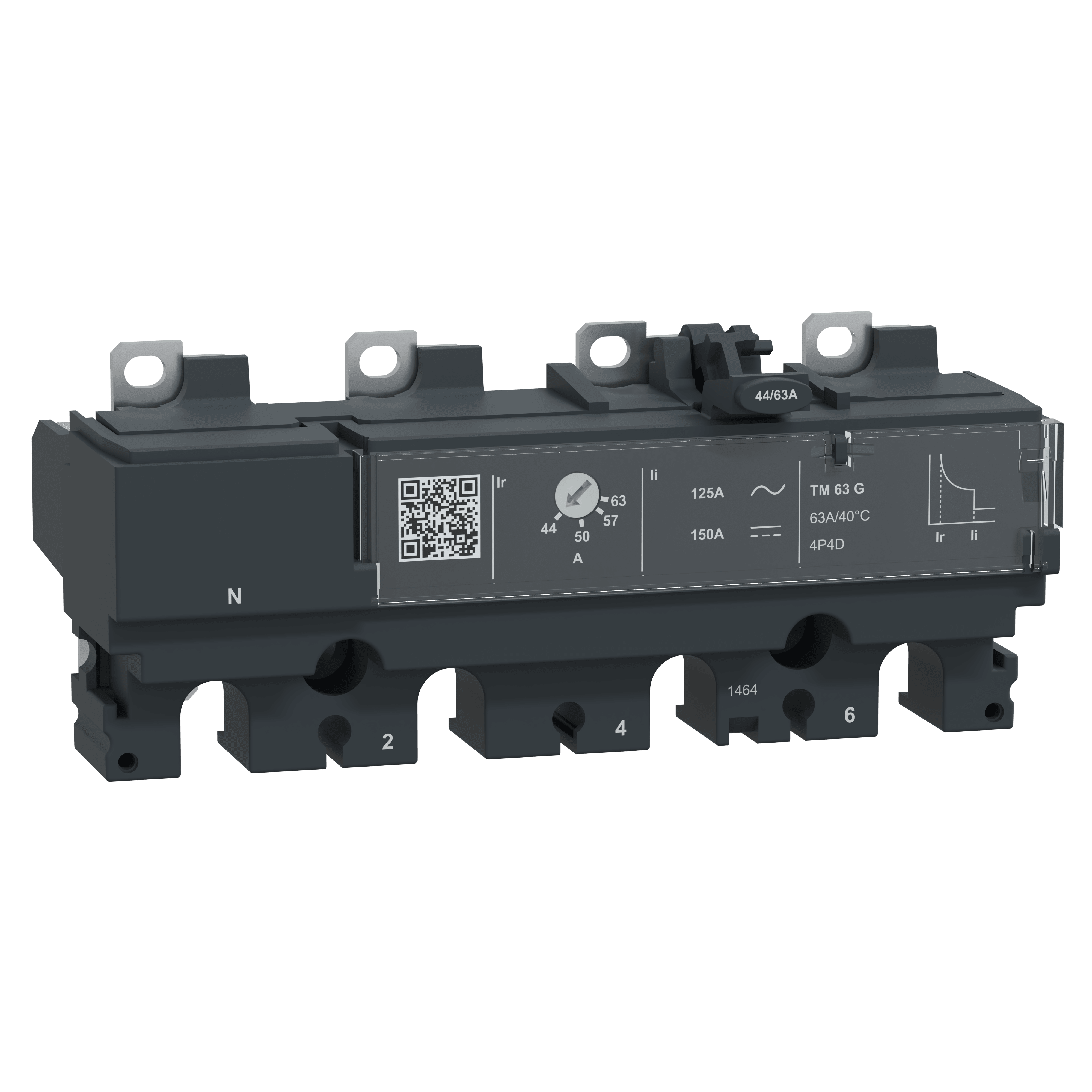 SCHNEIDER ELECTRIC - Sganciatore TM63G, ComPacT NSX100/160, 4 poli 4D (neutro totalmente protetto), protezioni magnetotermiche, generatore, 63A