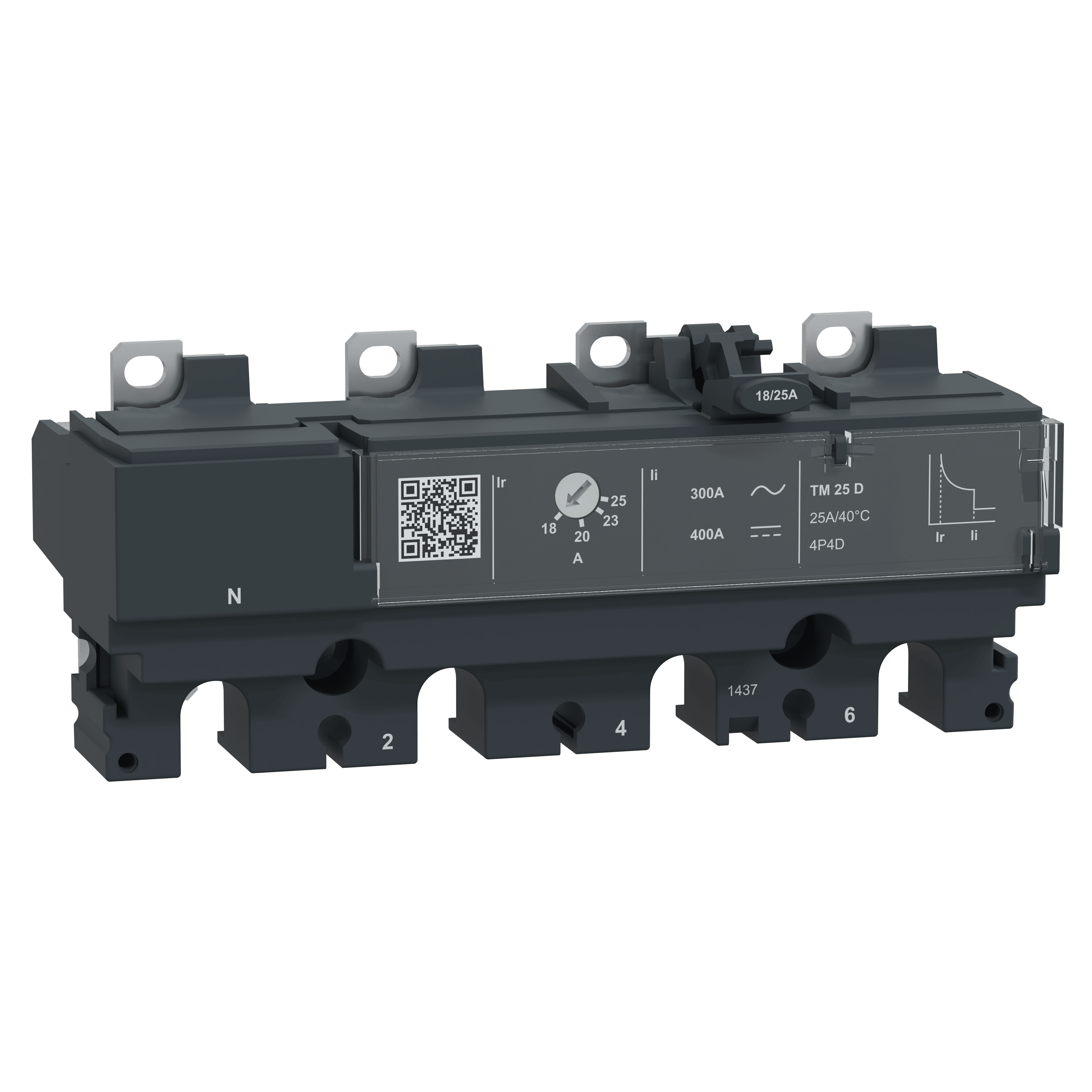 SCHNEIDER ELECTRIC - Sganciatore TM25D, ComPacT NSX100, 4 poli 4D (neutro totalmente protetto), protezioni magnetotermiche, valore nominale 25A