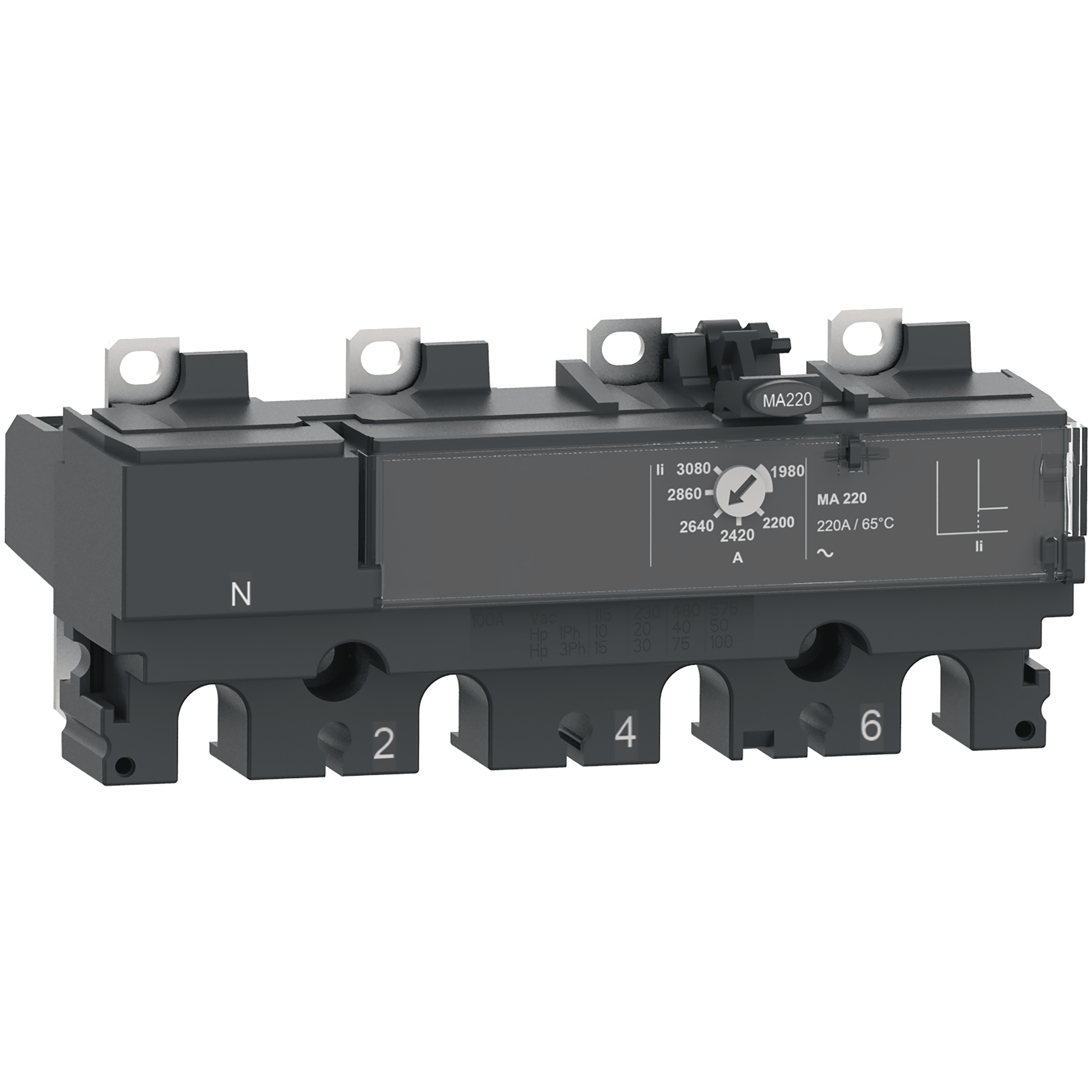 SCHNEIDER ELECTRIC - Sganciatore MA100, ComPacT NSX100/160/250, 4 poli 3D (neutro non protetto), magnetica, protezione motore, valore nominale 100A C106MA100