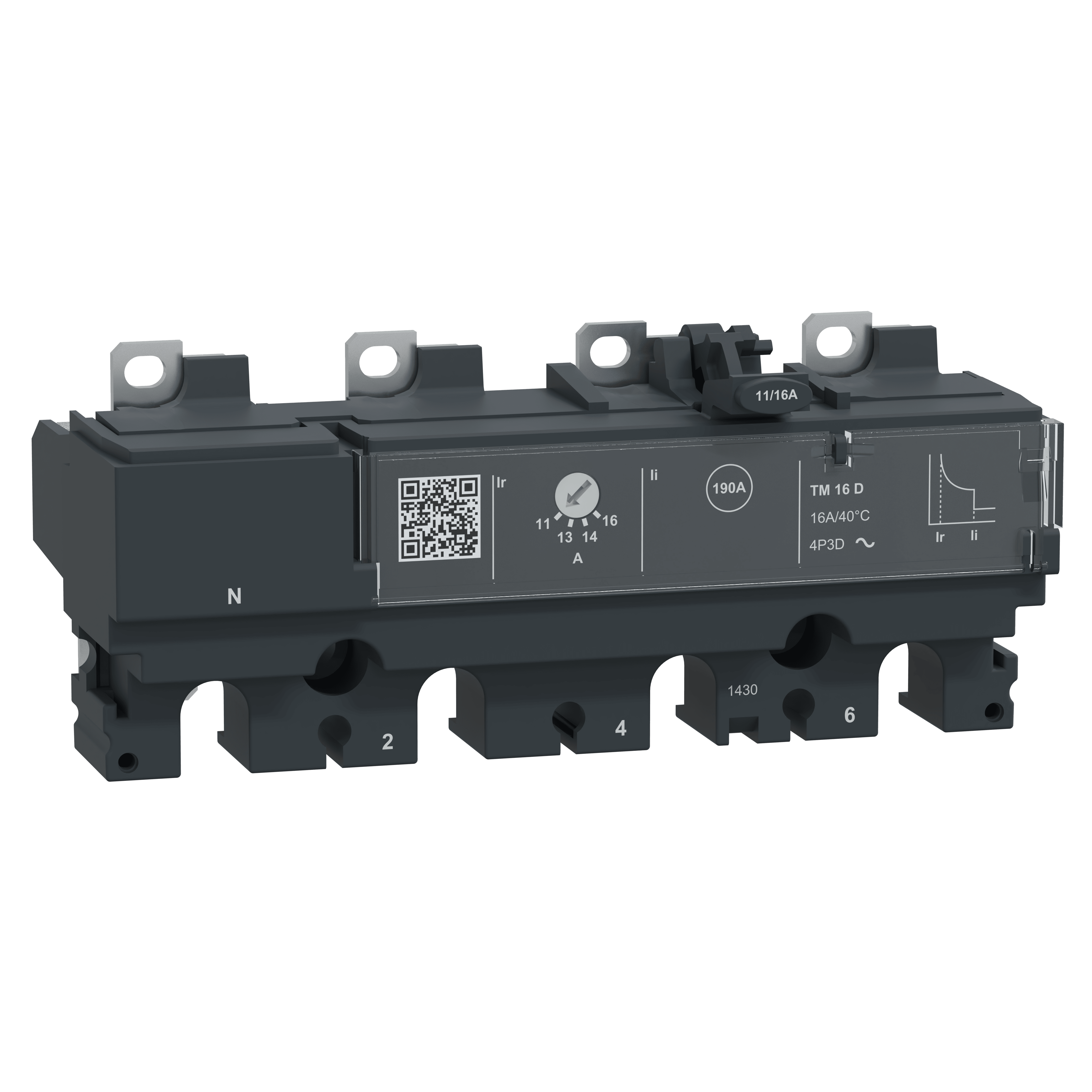 SCHNEIDER ELECTRIC - Sganciatore TM16D, ComPacT NSX100, 4 poli 3D (neutro non protetto), protezioni magnetotermiche, valore nominale 16A
