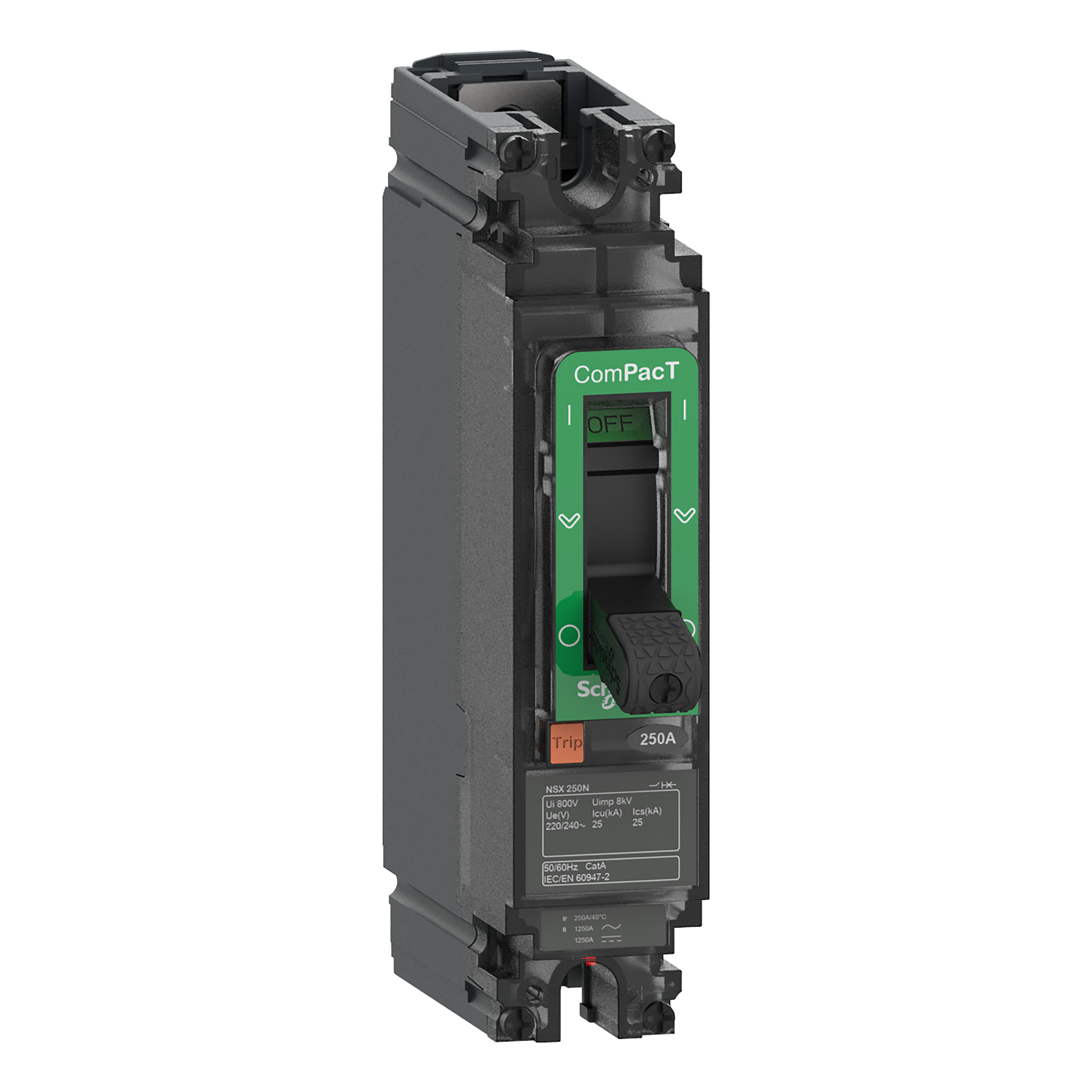 SCHNEIDER ELECTRIC - Interruttore, ComPacT NSX100N AC/DC, 25kA/240VAC, 1 poli, Sganciatore TMD 100A