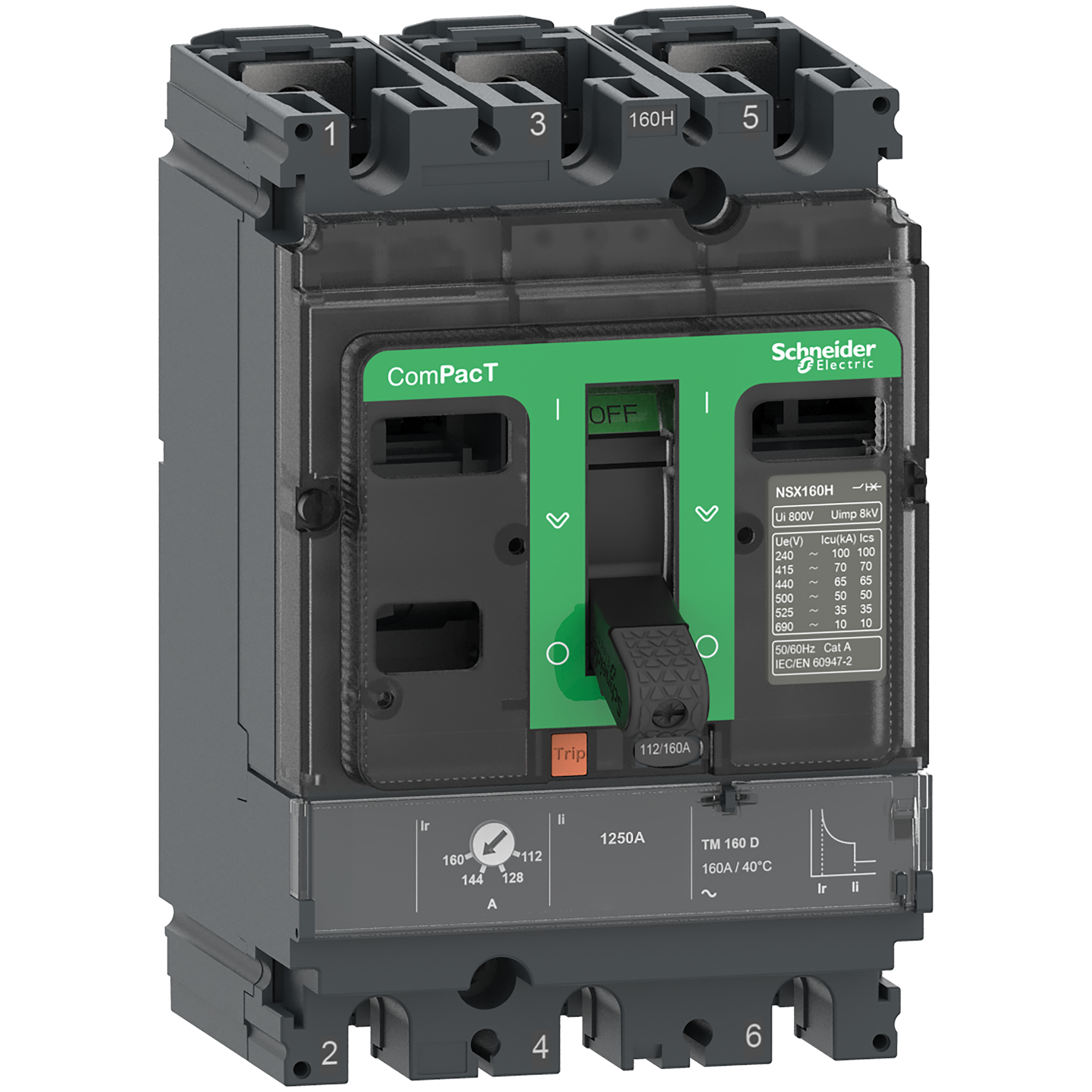 SCHNEIDER ELECTRIC - Interruttore, ComPacT NSX100HB2, 100kA/690VAC, 3 poli, Sganciatore TMD 63A