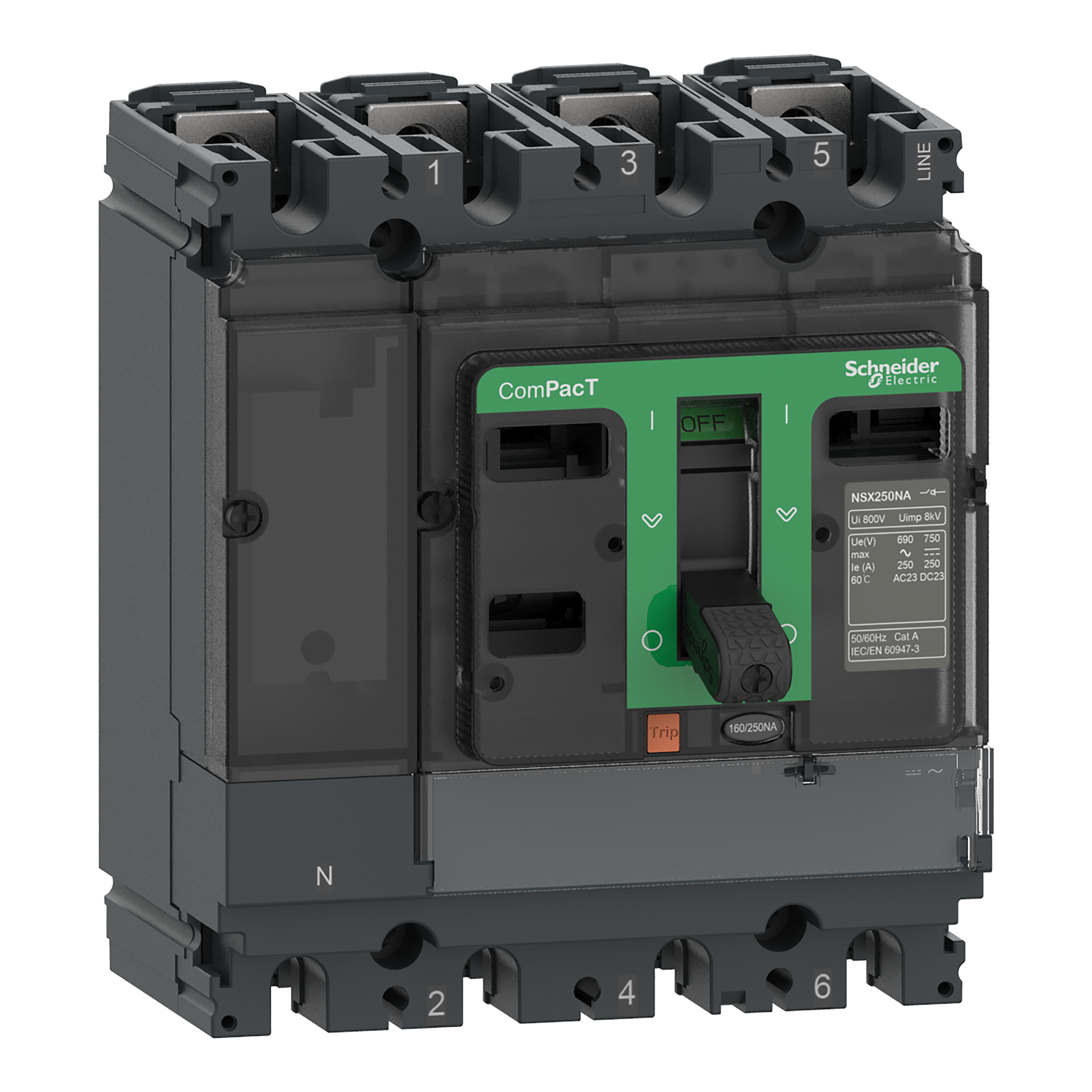 SCHNEIDER ELECTRIC - Sezionatore, ComPacT NSX160NA, 4 poli, corrente termica Ith 160A C164160S