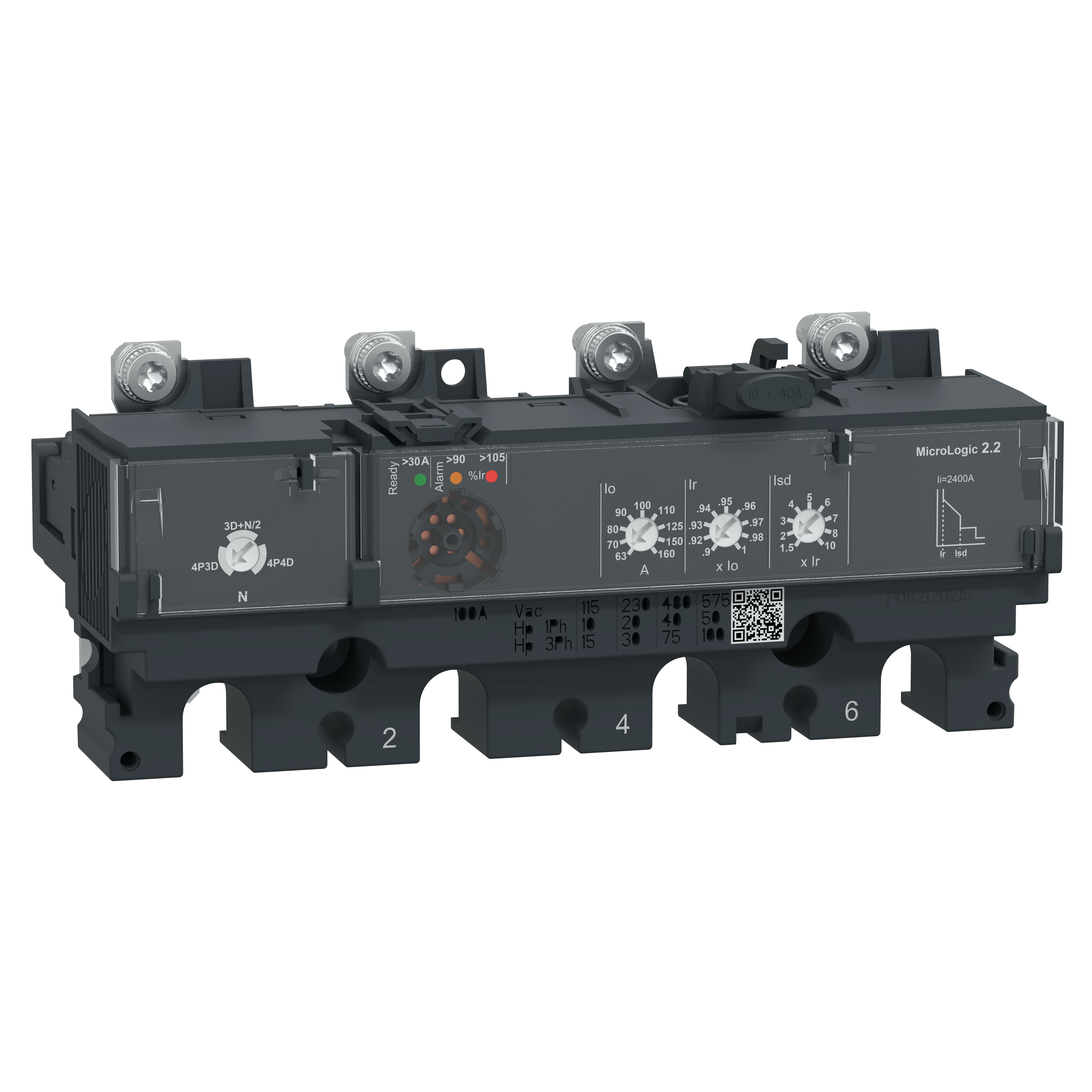 SCHNEIDER ELECTRIC - Sganciatore MicroLogic 2.2, ComPacT NSX160/250, 4 poli, protezioni elettroniche di base, valore nominale 160A C1642D160