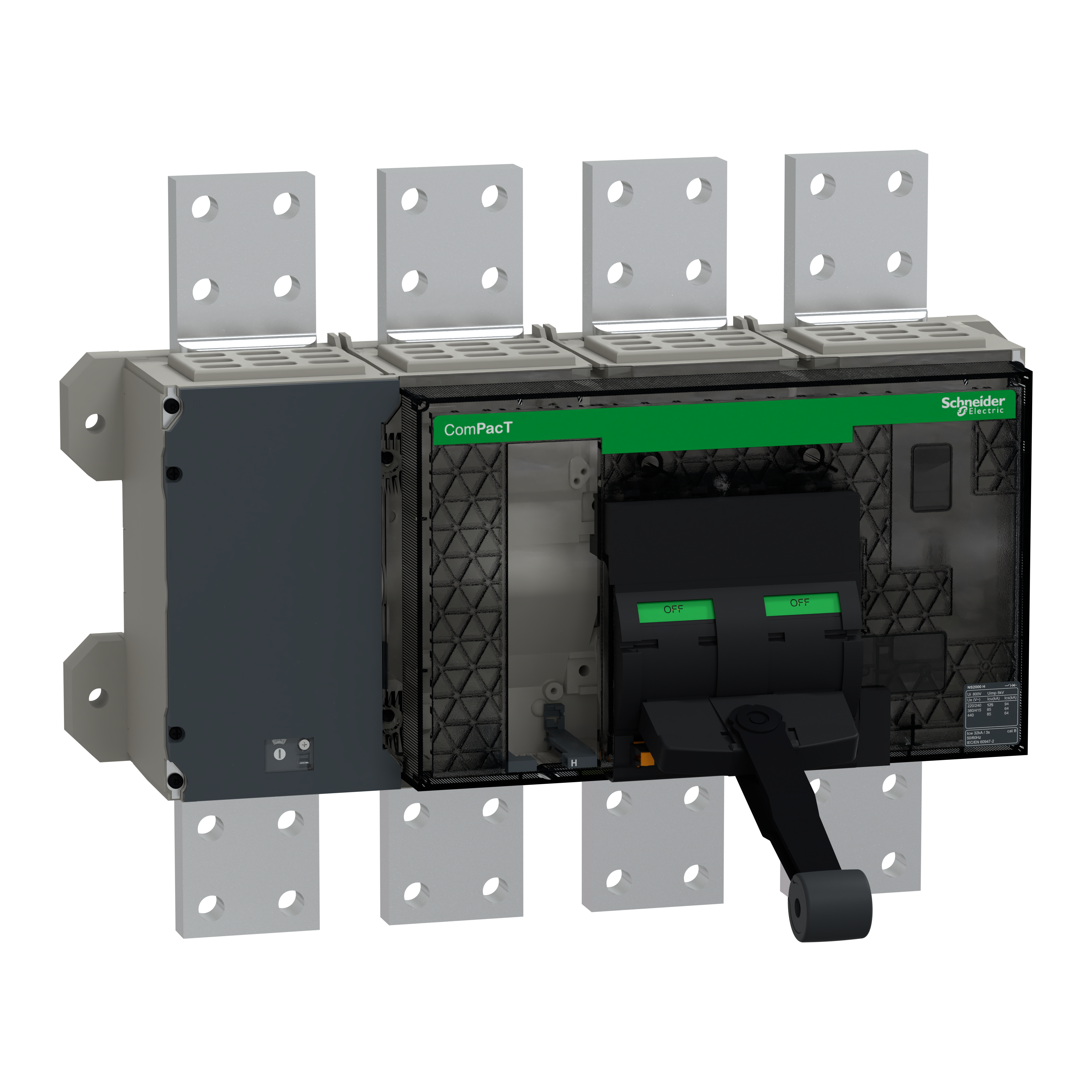 SCHNEIDER ELECTRIC - base interruttore, ComPacT NS2000H, 70 kA a 415 VAC, 2000A, 4P, fisso, azionato manualmente, senza Sganciatore