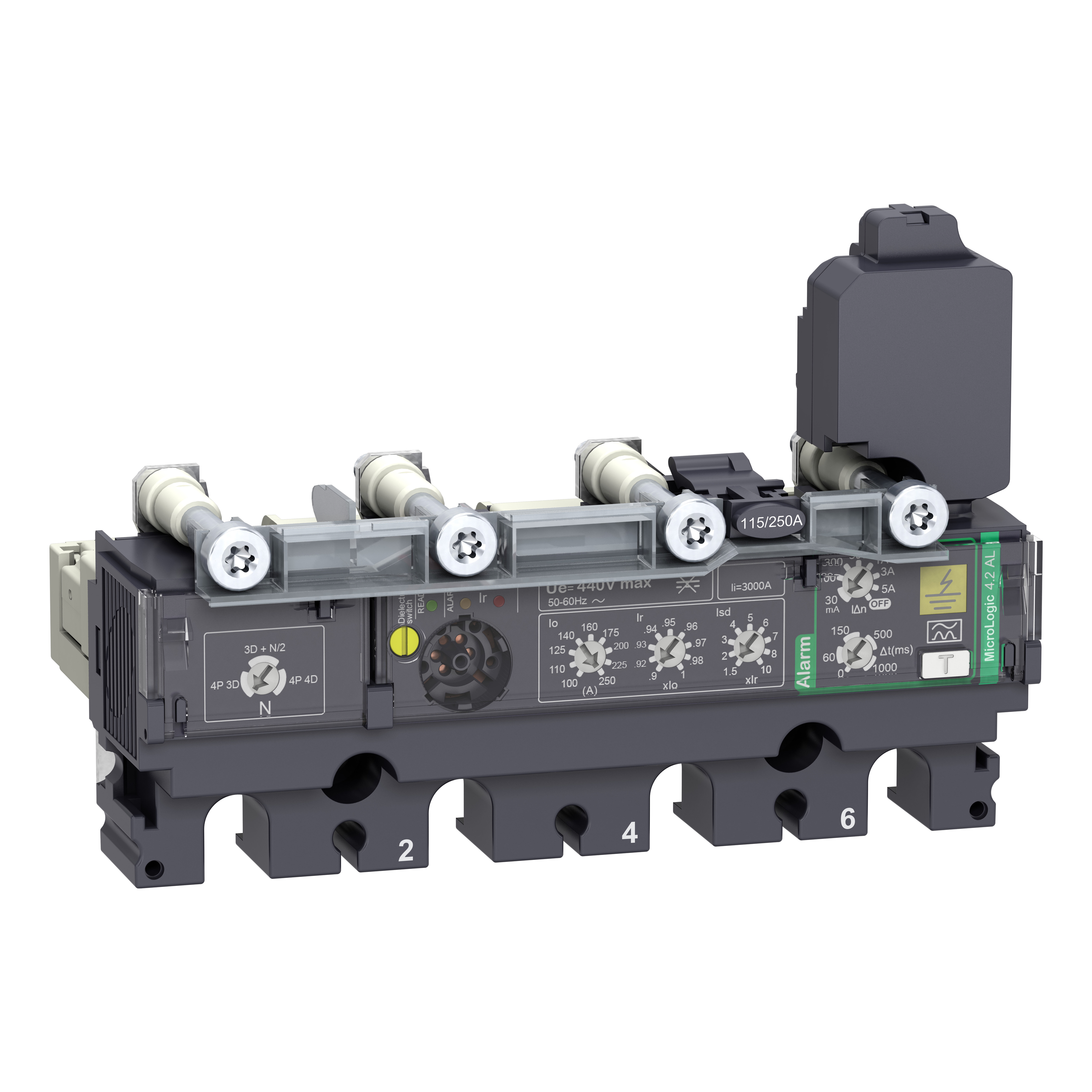 SCHNEIDER ELECTRIC - Sganciatore MicroLogic Vigi 4.2AL, ComPacT NSX250, 4 poli, protezioni elettroniche di base, allarme differenziale, 250A C2544A250