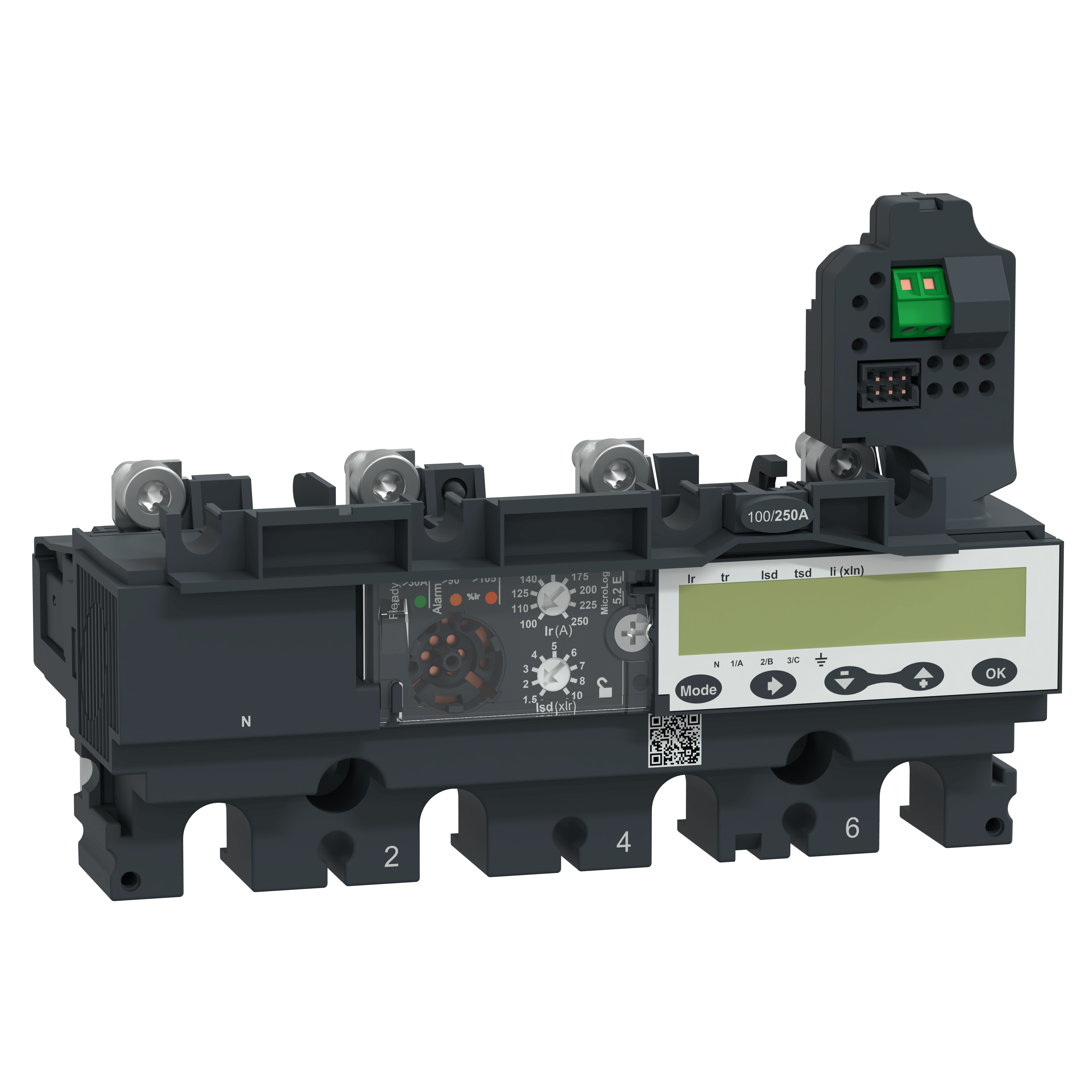 SCHNEIDER ELECTRIC - Sganciatore MicroLogic 5.2E, ComPacT NSX250, 4 poli, protezioni elettroniche di base, misuratore di energia, valore nominale 250A C2545E250