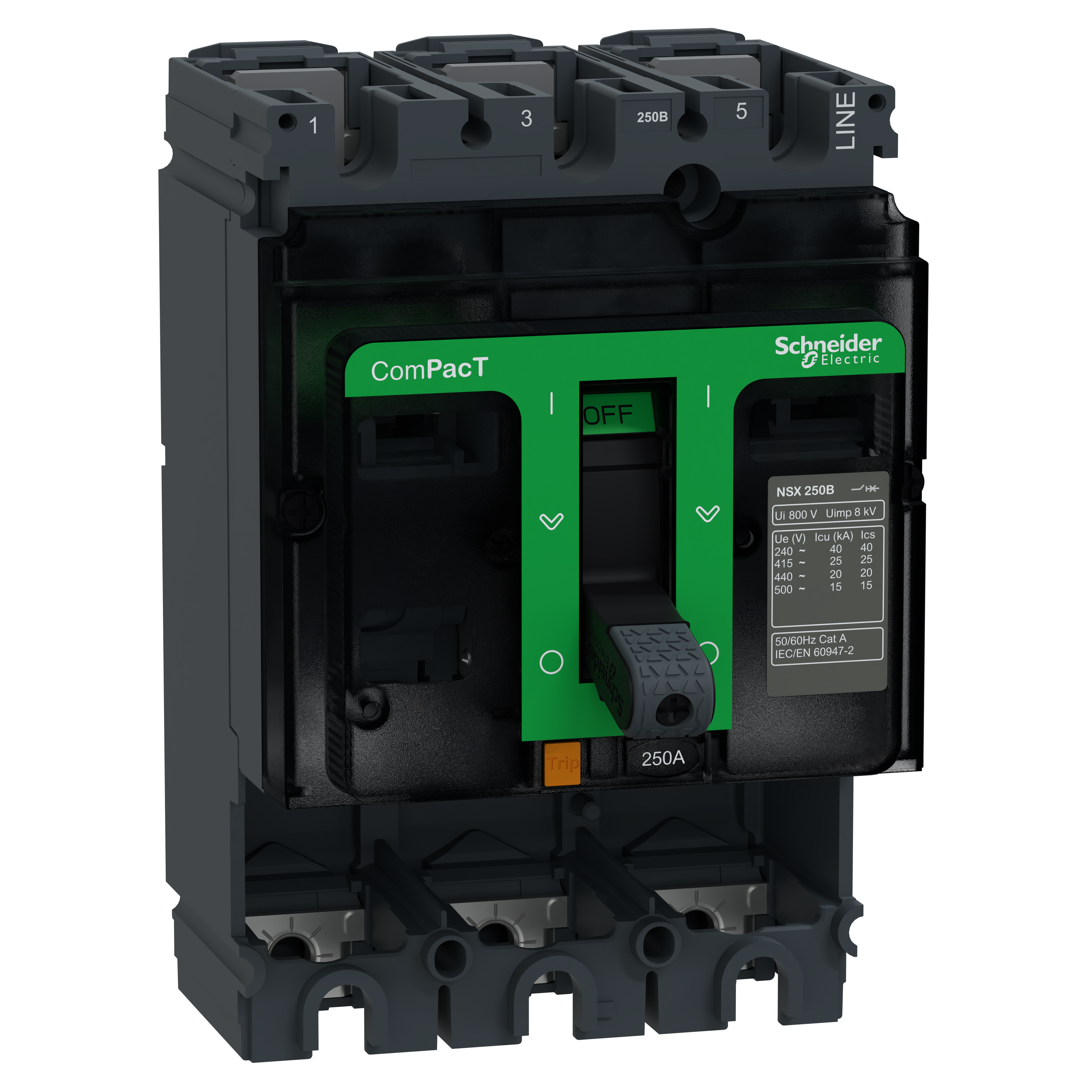 SCHNEIDER ELECTRIC - Base interruttore, ComPacT NSX250B, 25kA/415VAC, 3 poli, valore nominale telaio 250A, senza Sganciatore C25B3