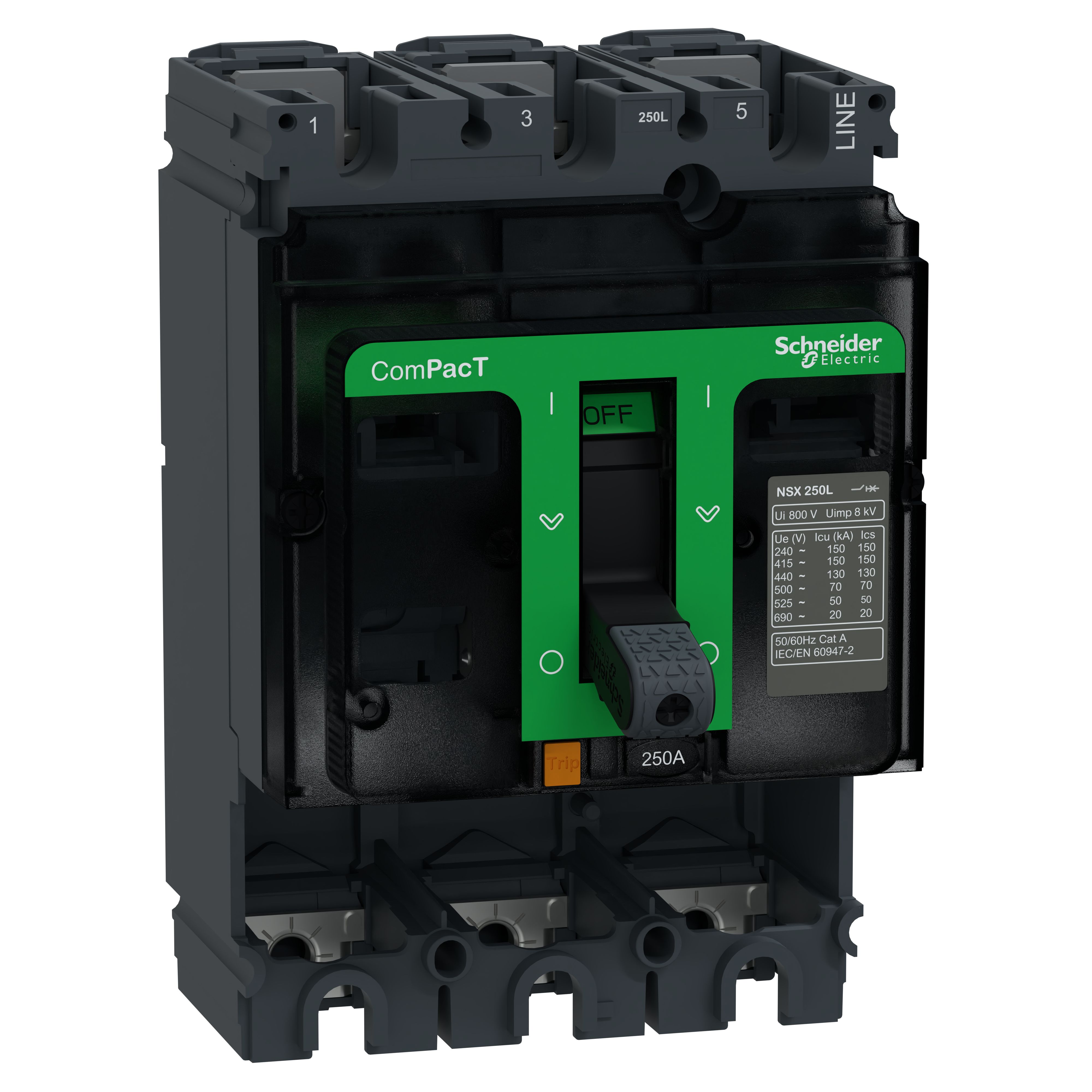 SCHNEIDER ELECTRIC - Base interruttore, ComPacT NSX250L, 150kA/415VAC, 3 poli, valore nominale telaio 250A, senza Sganciatore C25L3
