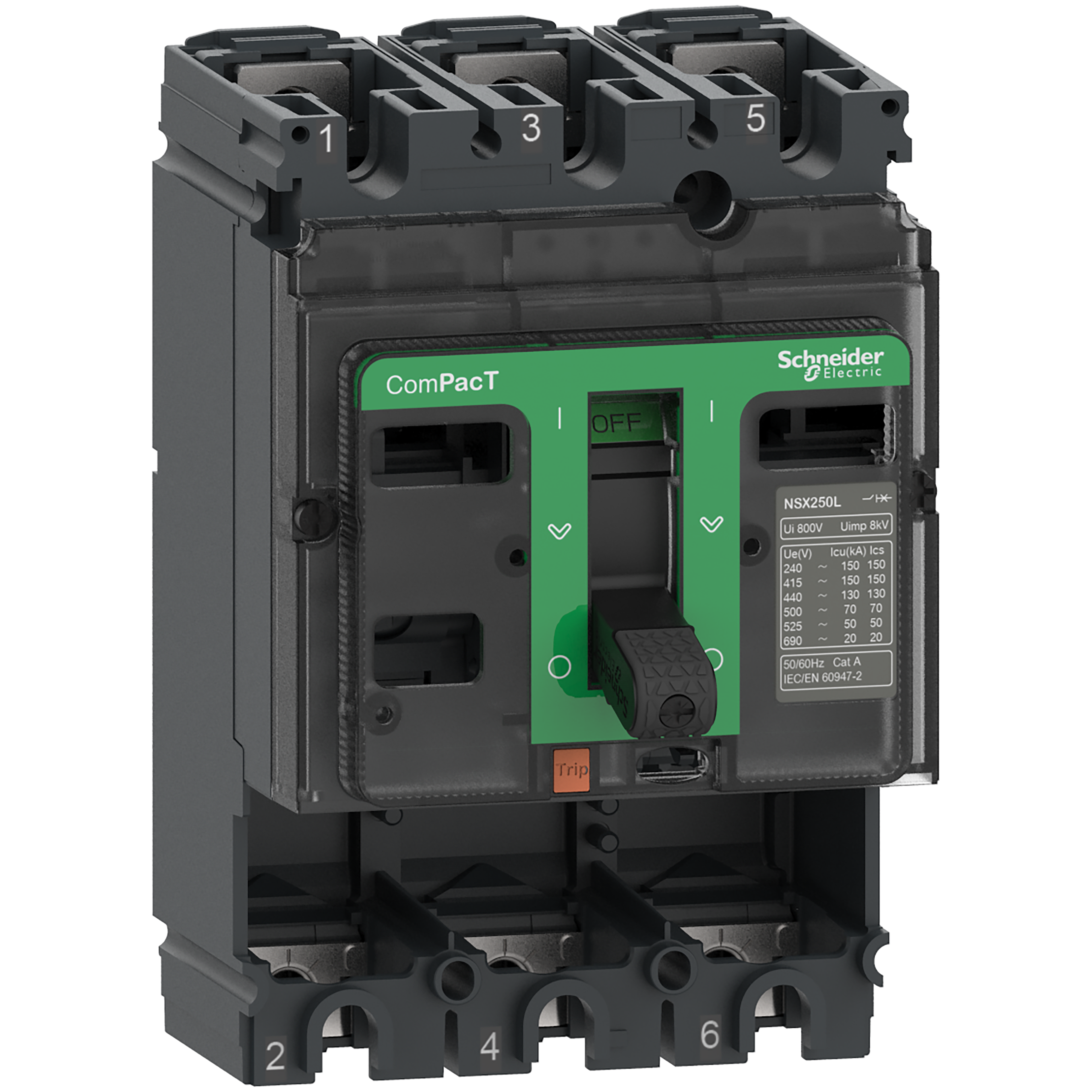 SCHNEIDER ELECTRIC - Base interruttore, ComPacT NSX250S, 100kA/415VAC, 3 poli, valore nominale telaio 250A, senza Sganciatore