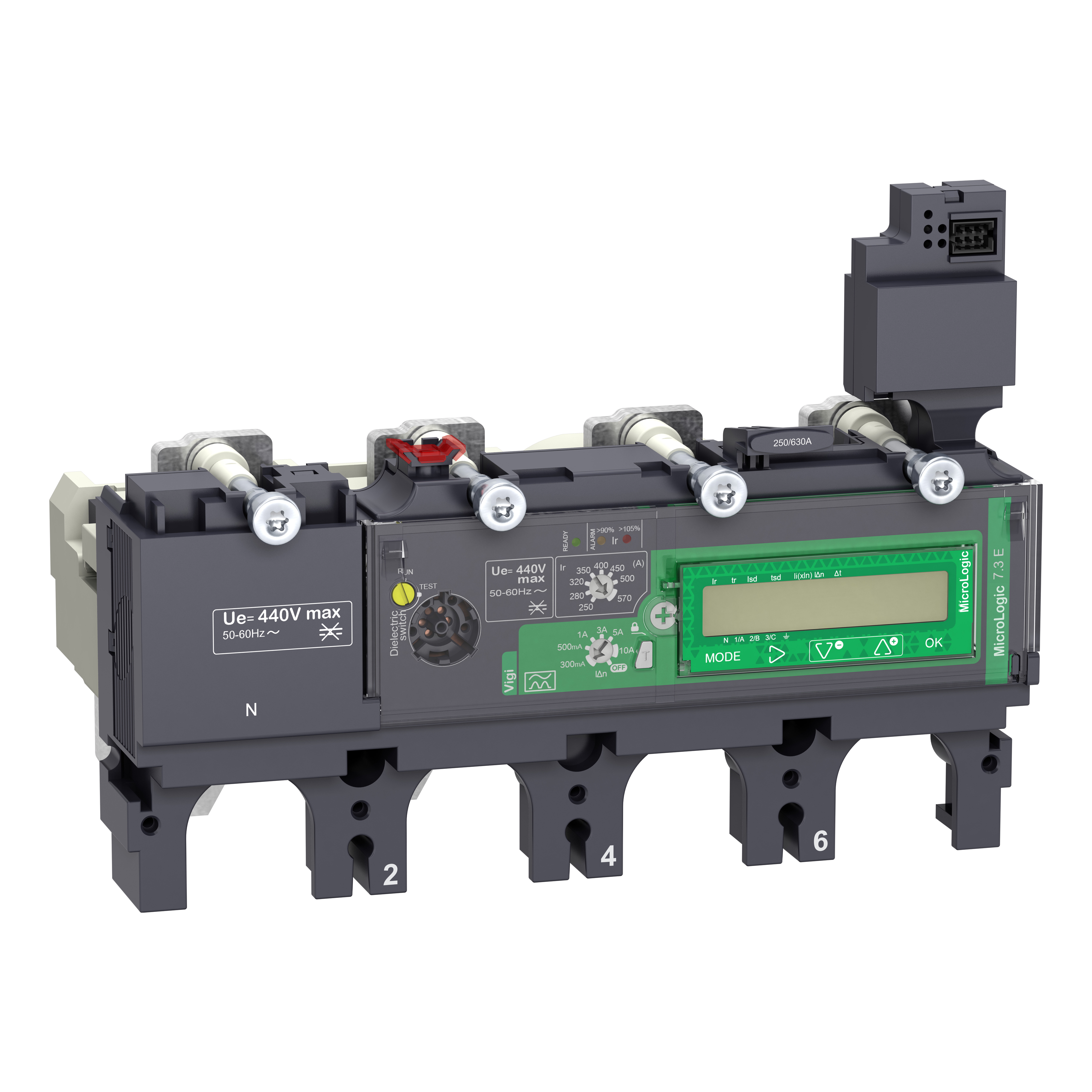 SCHNEIDER ELECTRIC - Sganciatore MicroLogic Vigi 7.3E, ComPacT NSX 400/630, 4 poli, protezioni di base e per correnti differenziali, misuratore di energia, 400A C4047E400