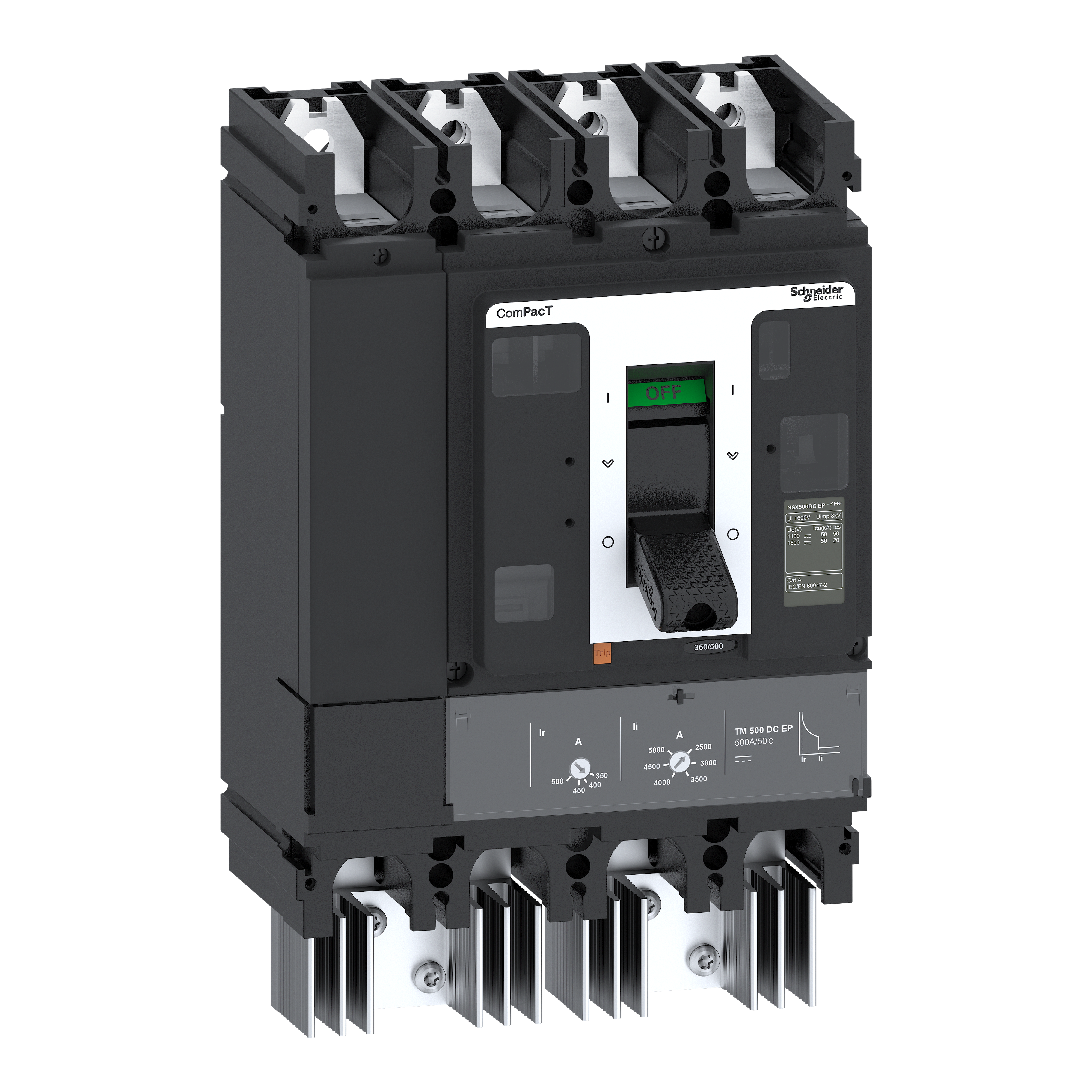 SCHNEIDER ELECTRIC - Interruttore scatolato, Compact NSX DC, ComPacT NSX500 TM DC EP, 500A, 50kA/1500VDC, 4 poli