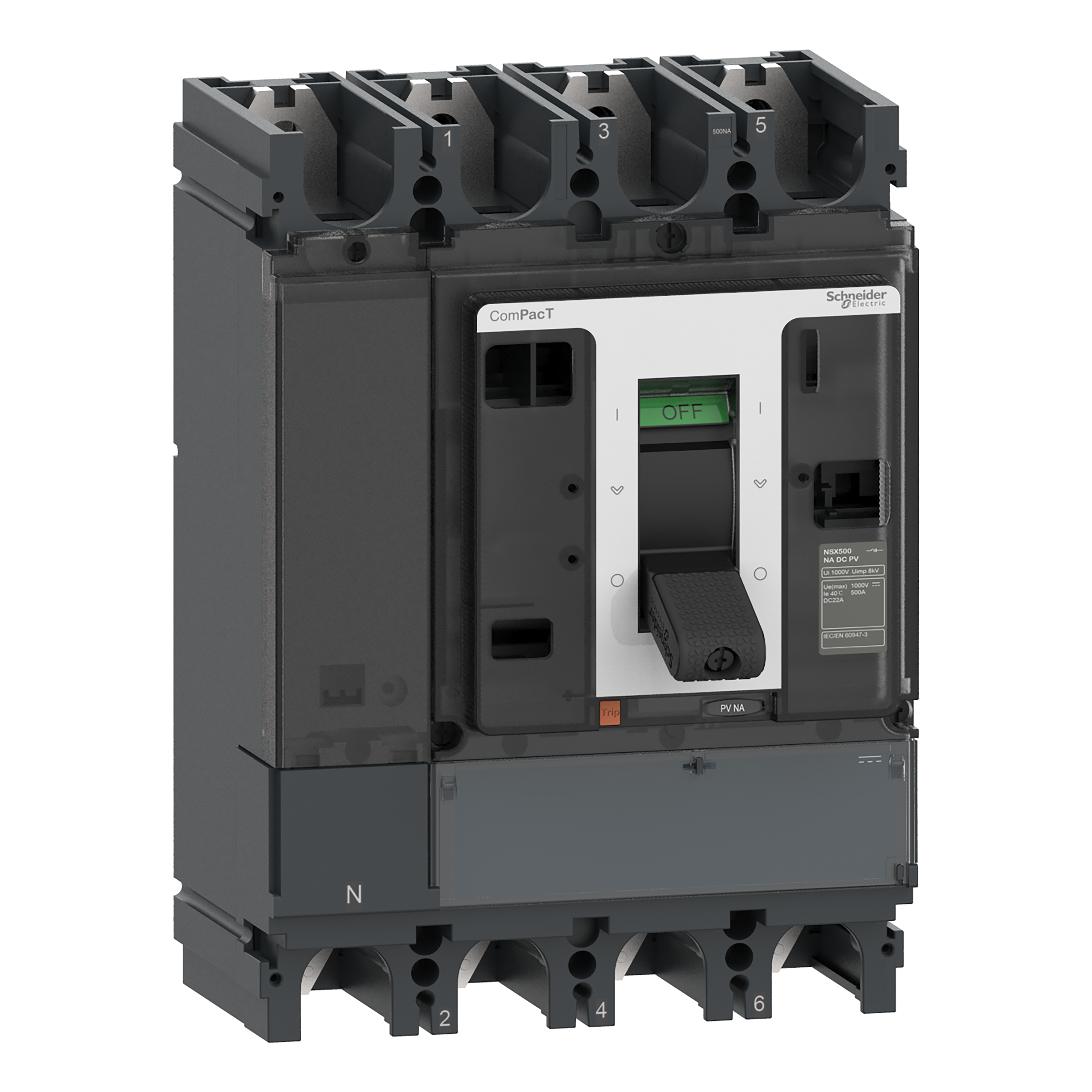 SCHNEIDER ELECTRIC - Sezionatore, ComPacT NSX500NA DC PV, valore nominale 500A, 4 poli