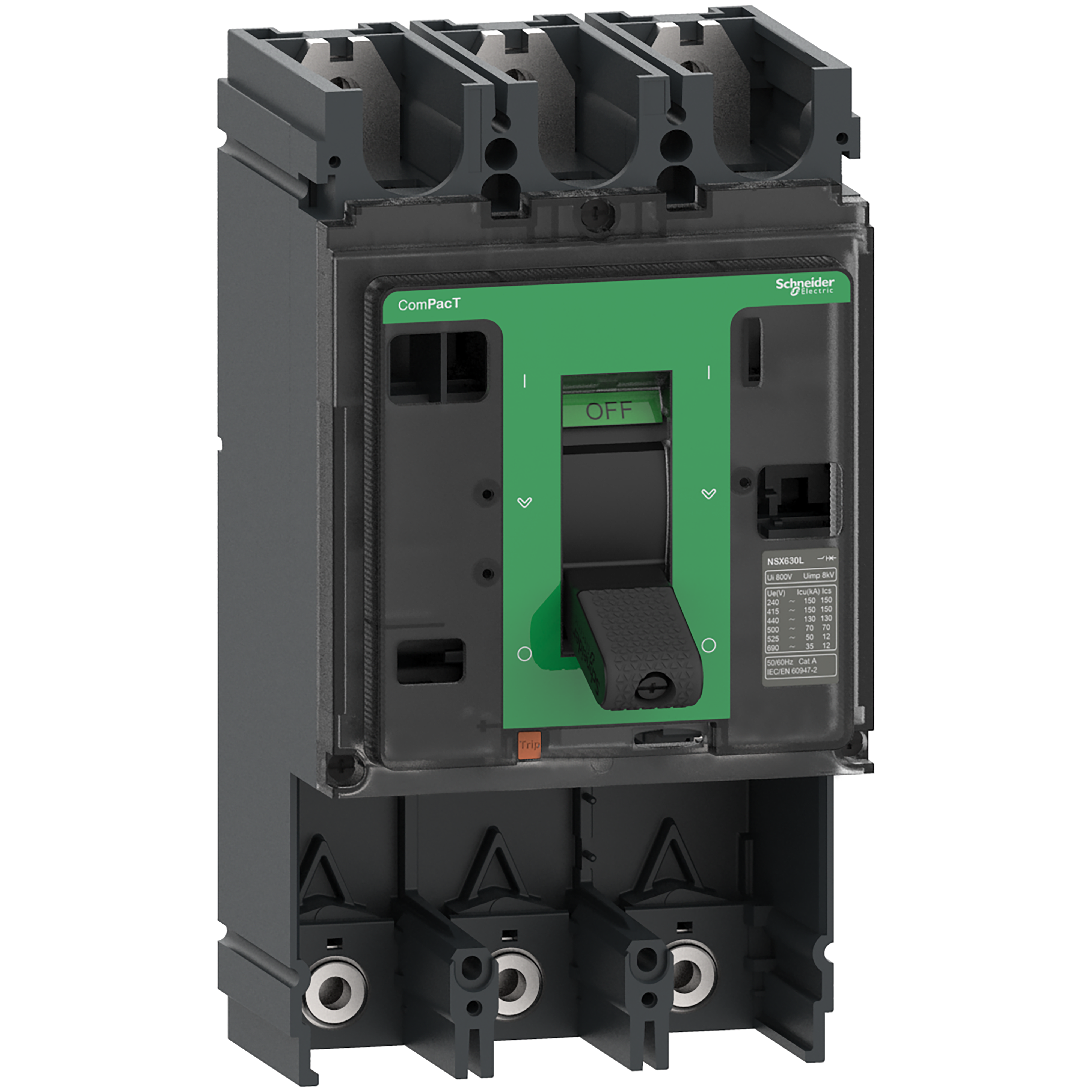 SCHNEIDER ELECTRIC - Base interruttore, ComPacT NSX630S, 100kA/415VAC, 3 poli, valore nominale telaio 630A, senza Sganciatore