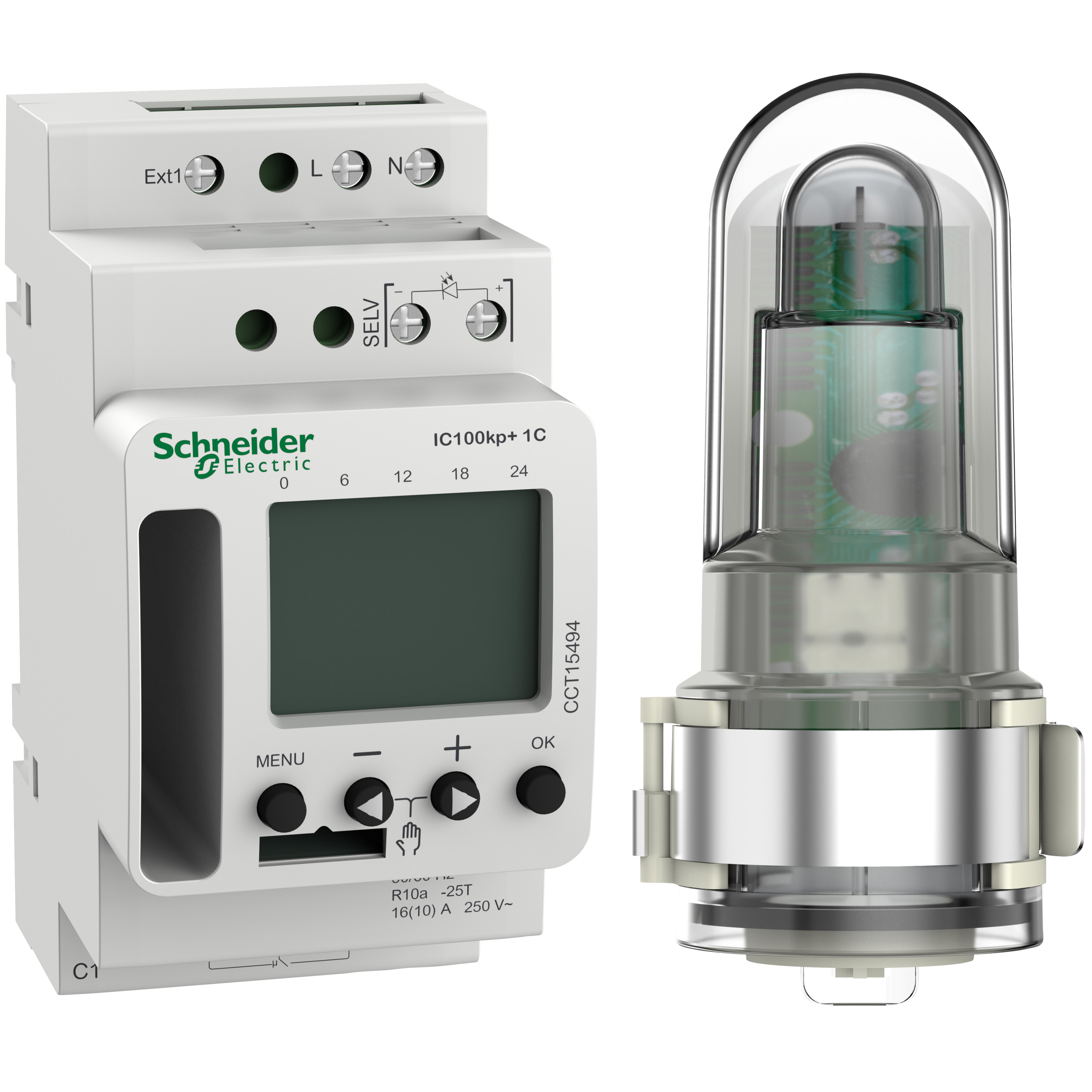 SCHNEIDER ELECTRIC - interruttore crepuscolare programmabile Acti 9 IC100kp + 1C (1 - 99000 lux) SMART