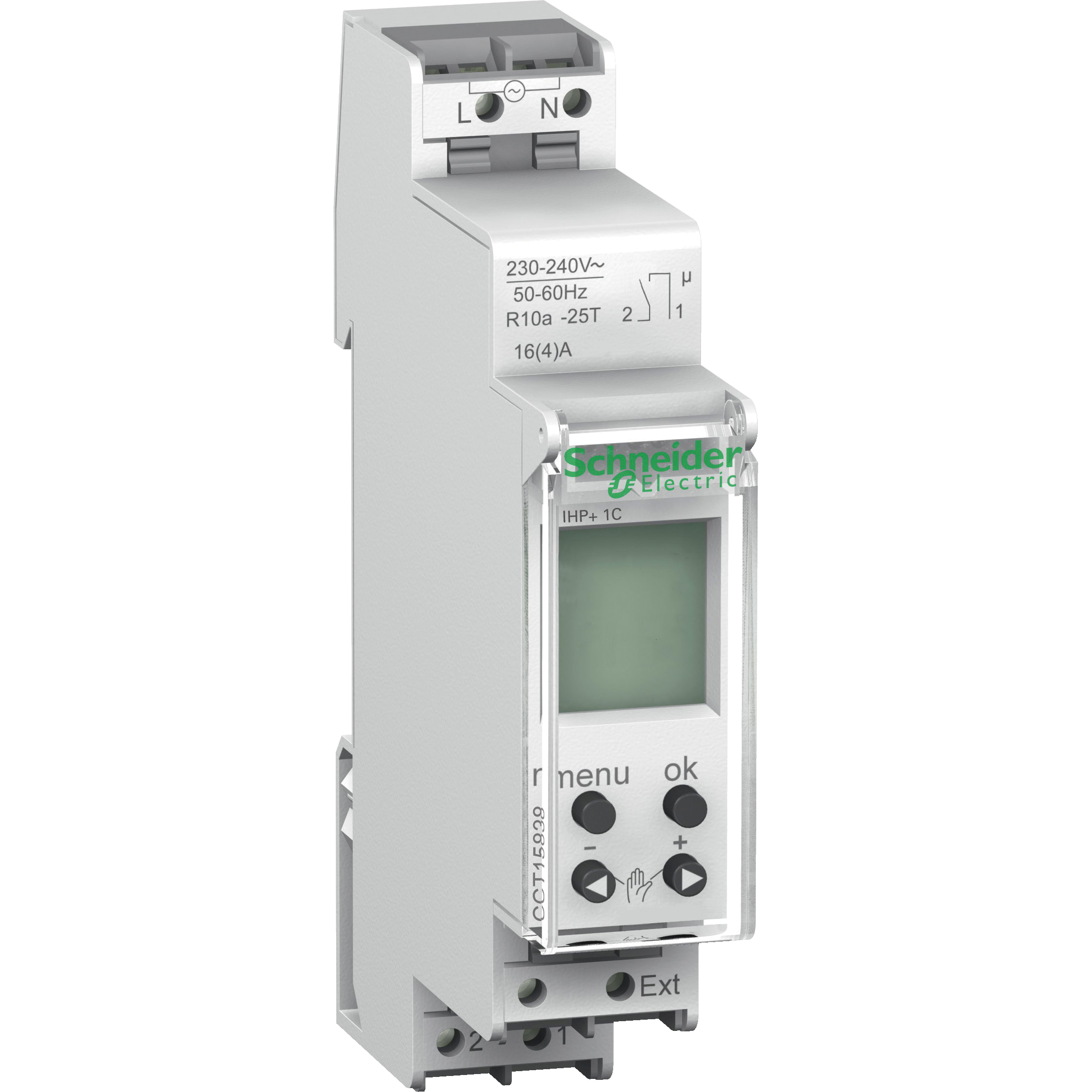 SCHNEIDER ELECTRIC - Interruttore orario digitale IHP+, 18mm, 1 canale, 24h+7g, 84 memorie CCT15838