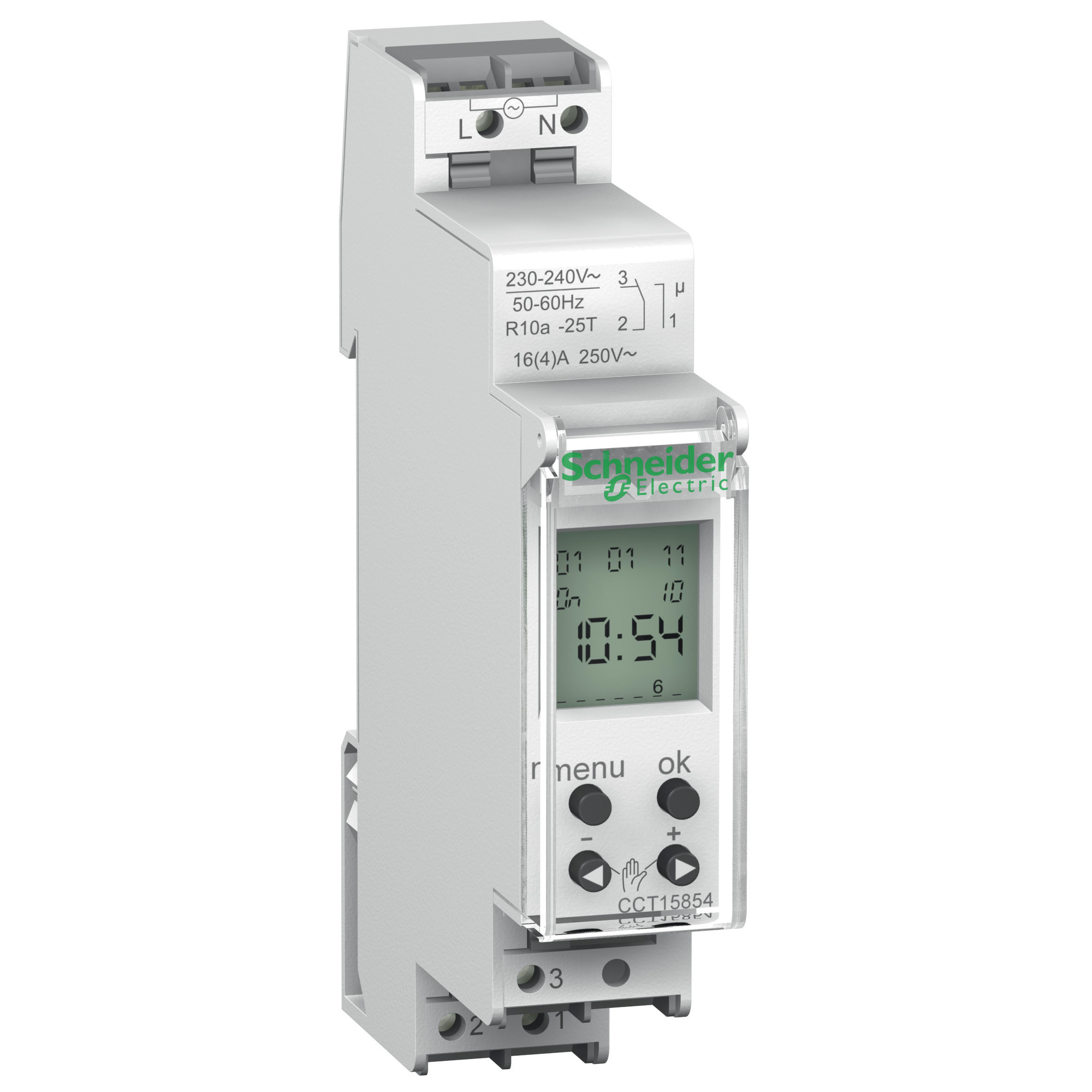 SCHNEIDER ELECTRIC - Interruttore orario digitale IHP, 18mm, 1 canale, 24h+7g, 56 memorie CCT15854