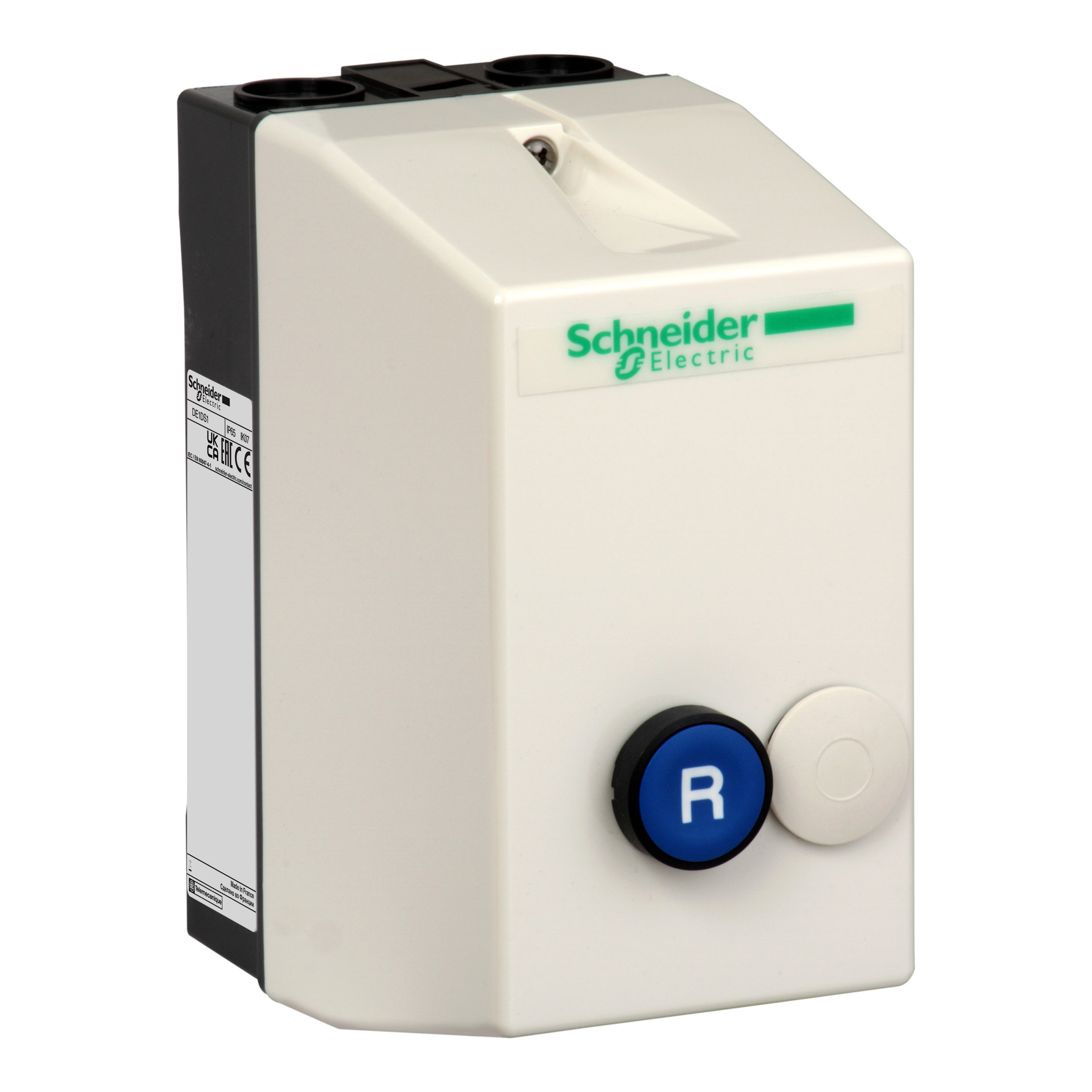 SCHNEIDER ELECTRIC - Cassetta vuota TeSys - per LE1 D09 D12 - Con pulsante luminoso blu DE1DS1A05