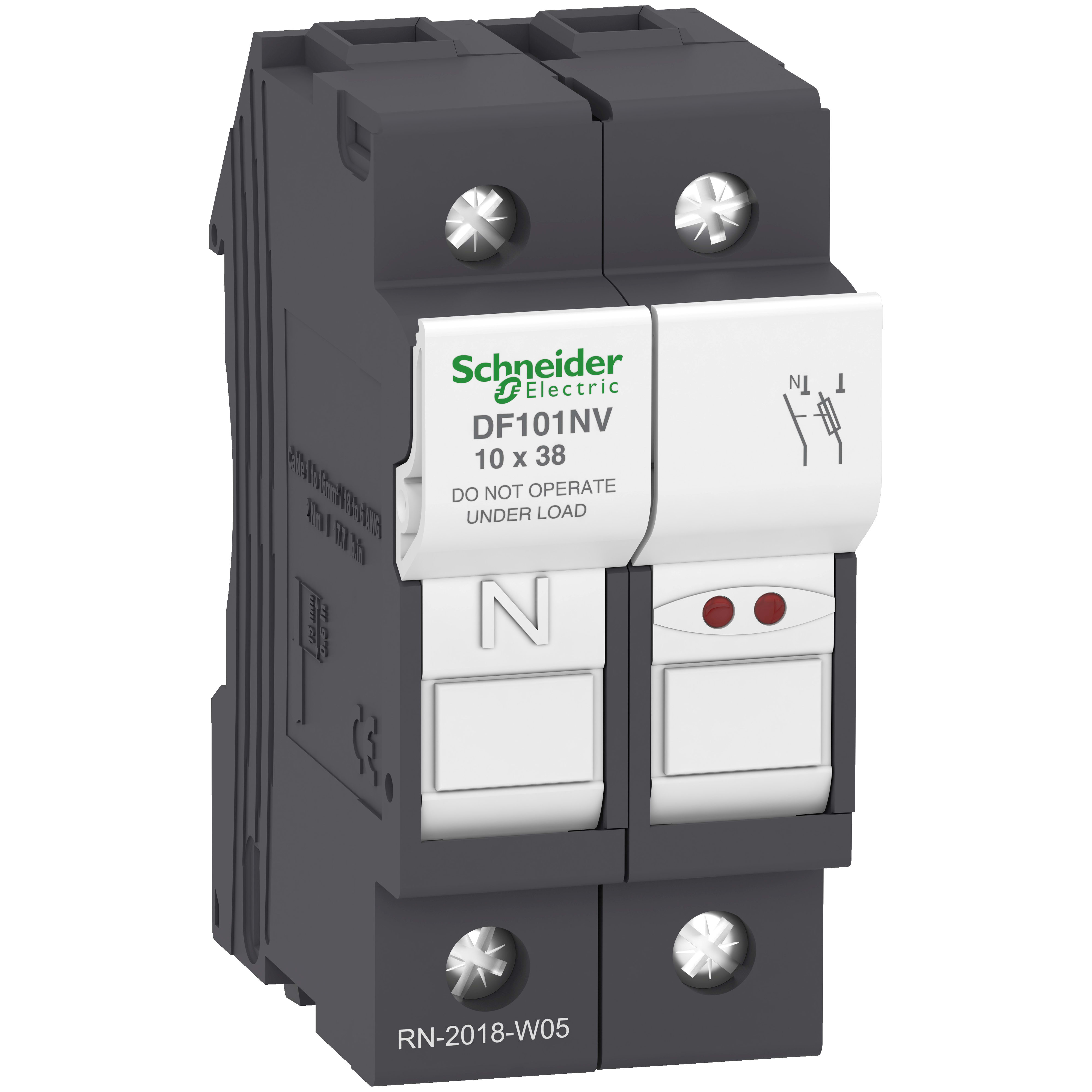 SCHNEIDER ELECTRIC - Portafusibile TeSys DF 32A - fusibile 10x38 1P+N con LED DF101NV