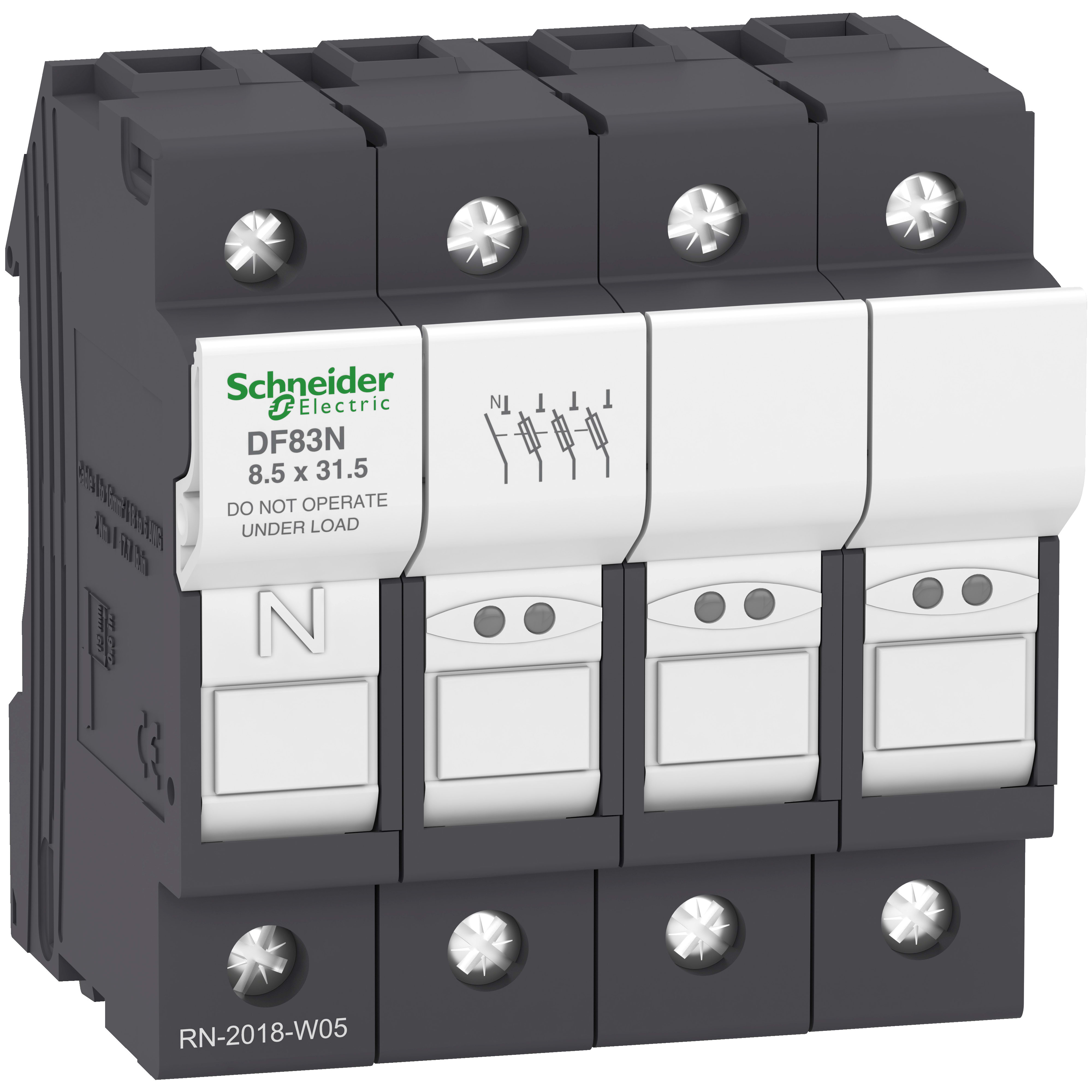 SCHNEIDER ELECTRIC - Portafusibile TeSys DF 25A - fusibile 8,5x31,5 3P+N DF83N