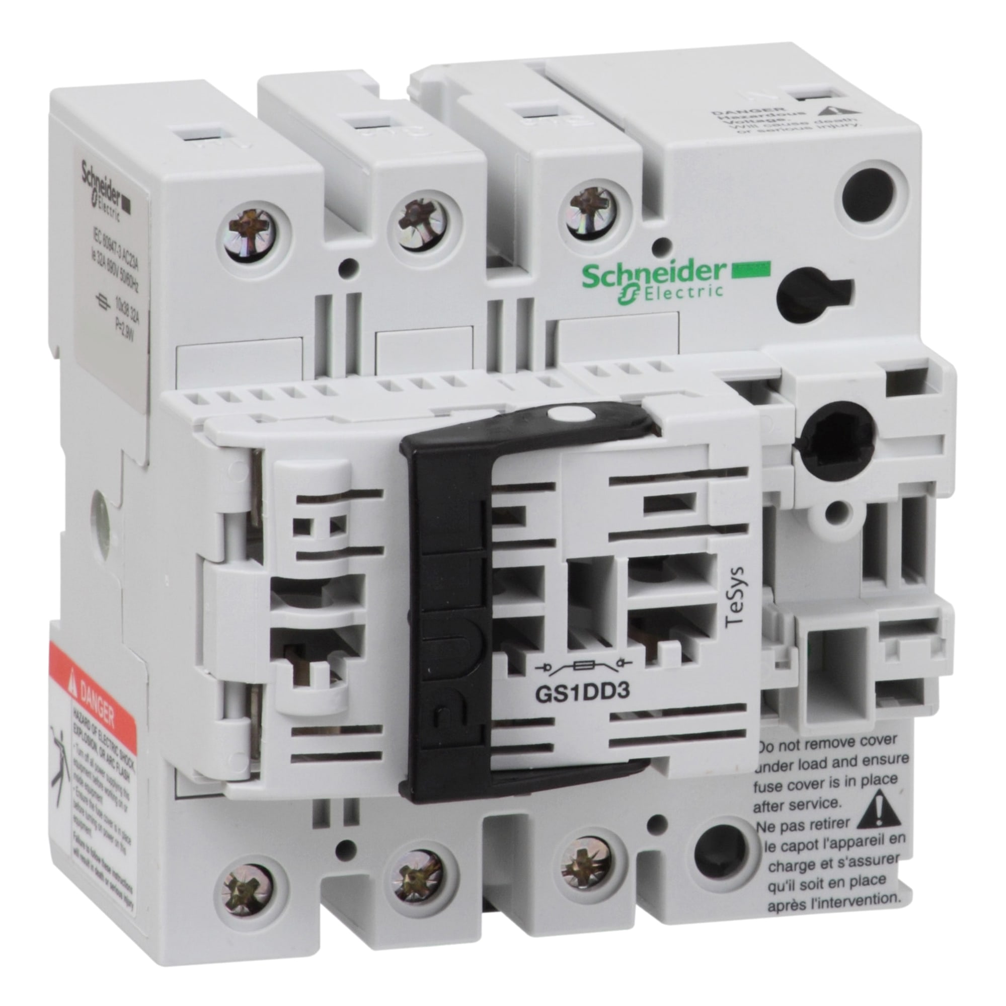 SCHNEIDER ELECTRIC - Interruttore Sezionatore con fusibile, TeSys, GS, 3 poli - NFC - 32 A GS1DD3